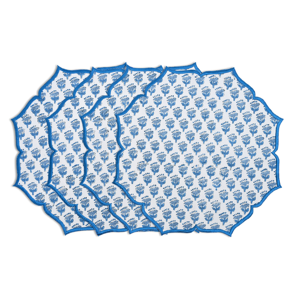 Decorative cotton placemat in serene apatite blue