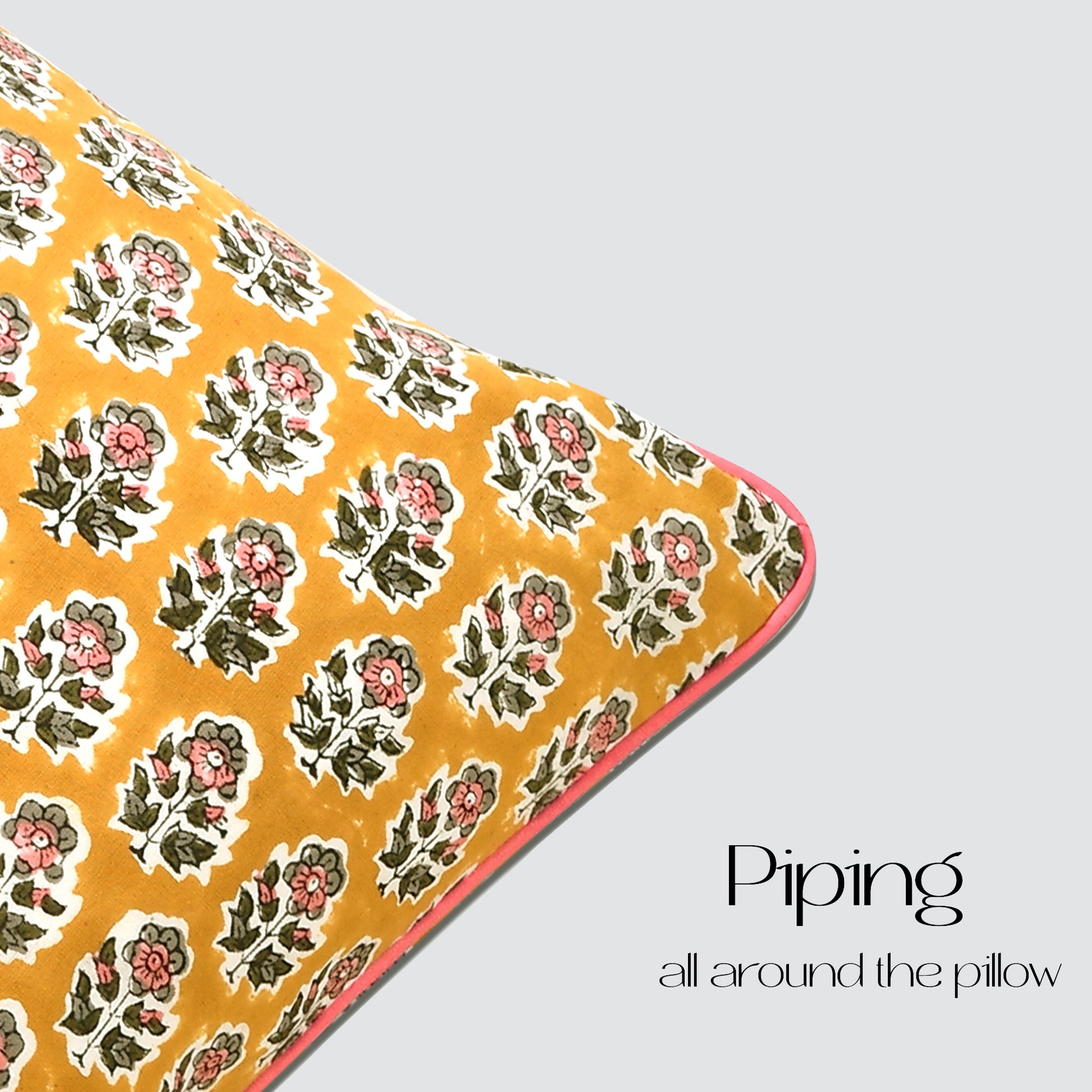 Piping Throw Pillow Covers - Yellow Citrine