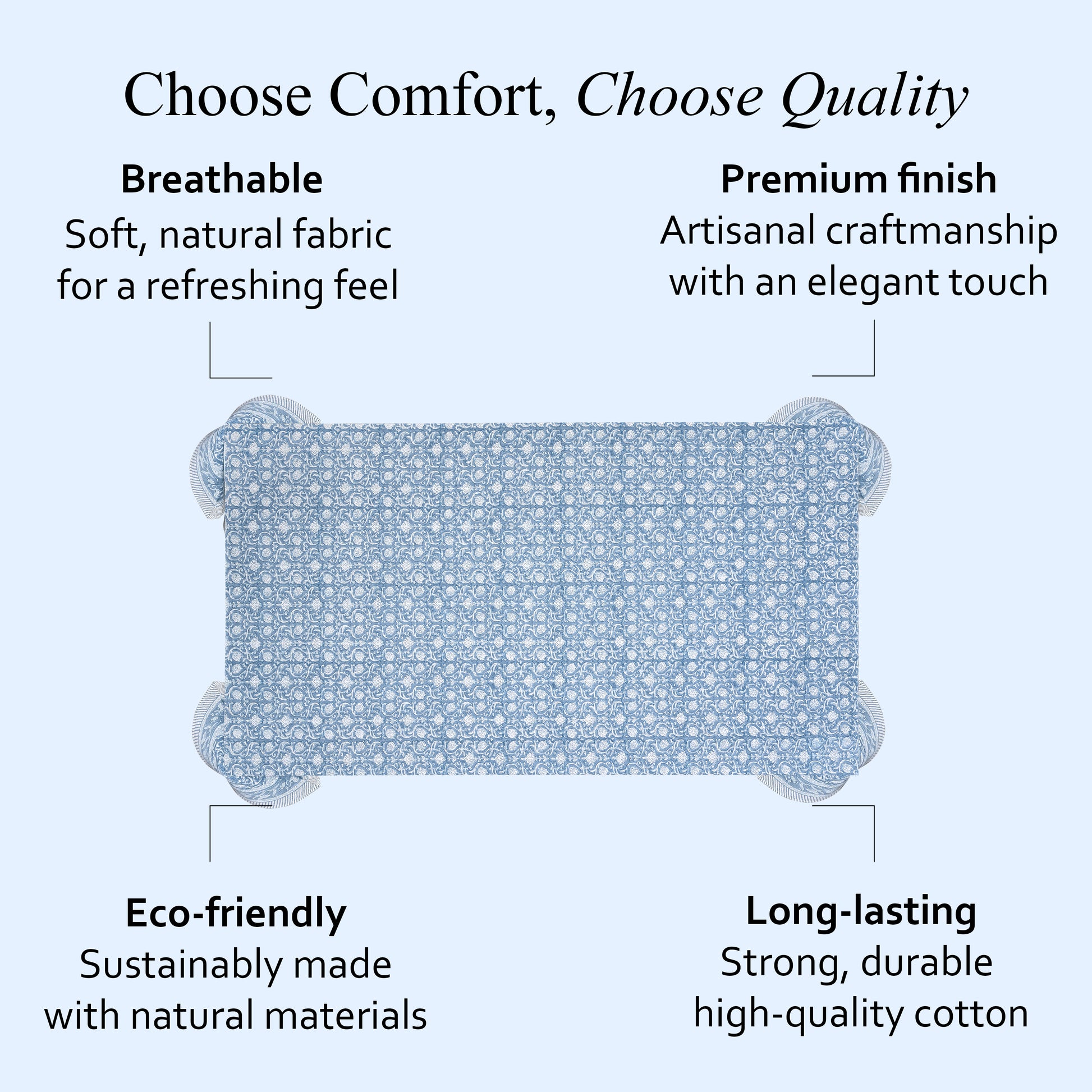 Cotton Block Print Tablecloth – Azure Regal