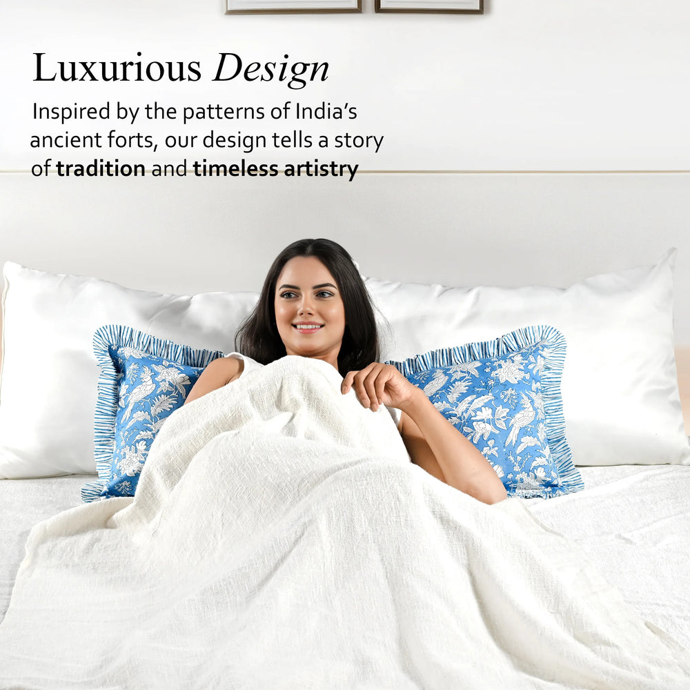 Cotton Ruffle Sham Cover - Blue Sapphire