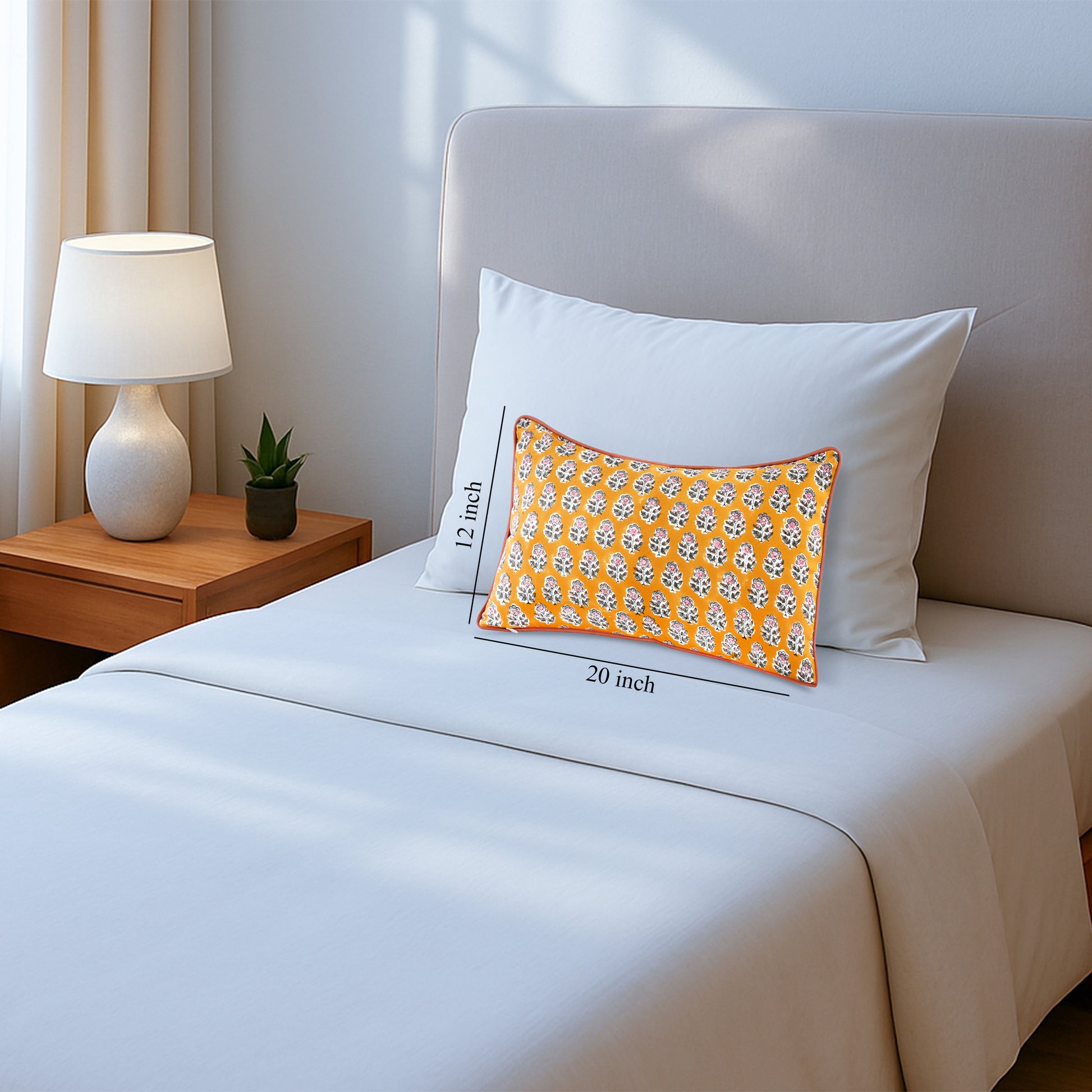 Piping Throw Pillow Covers - Yellow Citrine