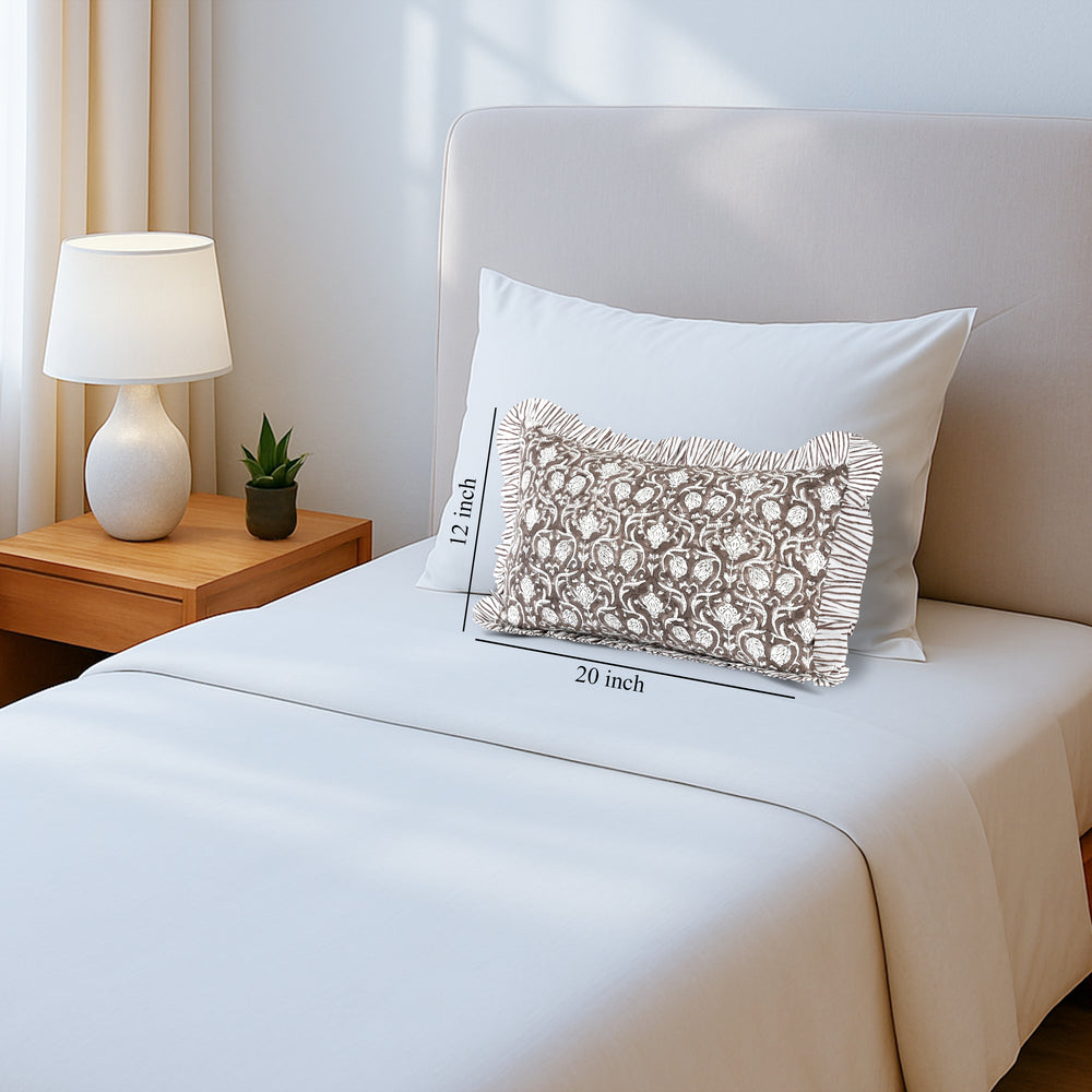 Cotton Ruffle Sham Cover - Mocha Regal