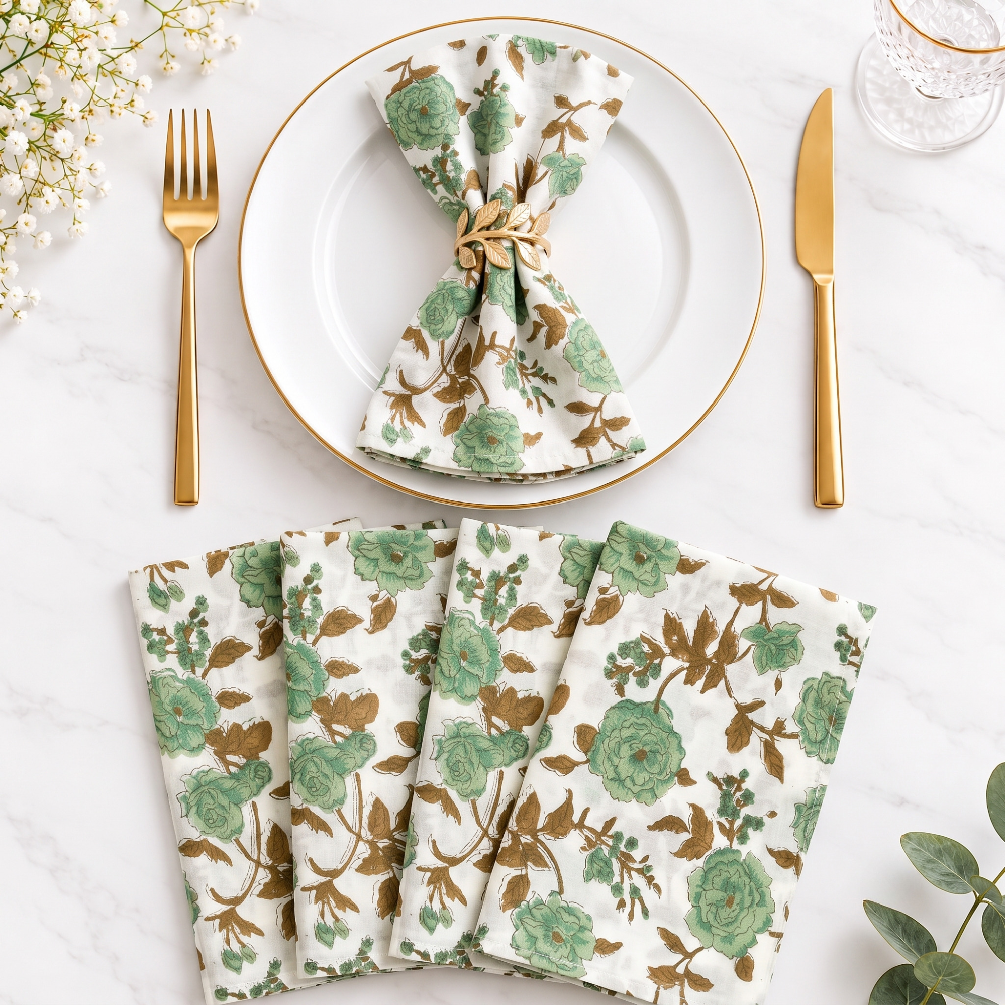 Cotton Cloth Napkins Set of 4 - Moss Green
