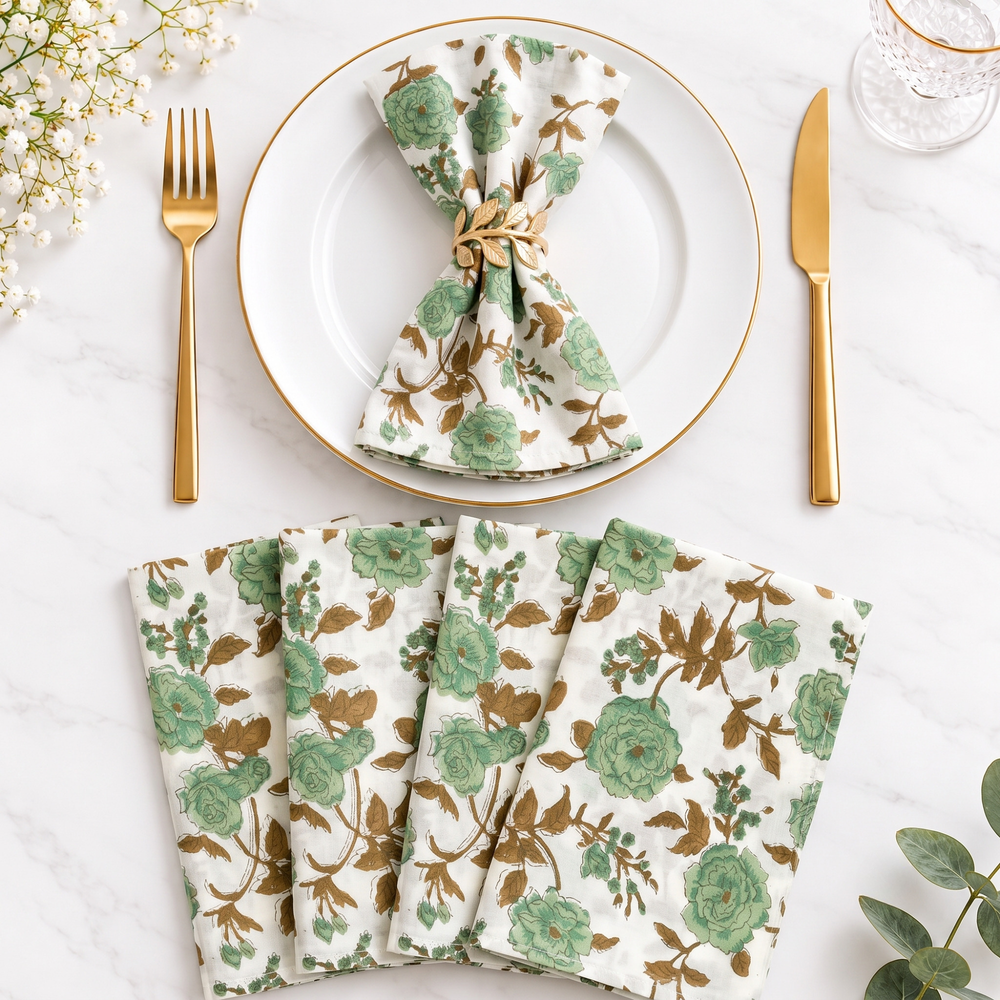 Cotton Cloth Napkins Set of 4 - Moss Green