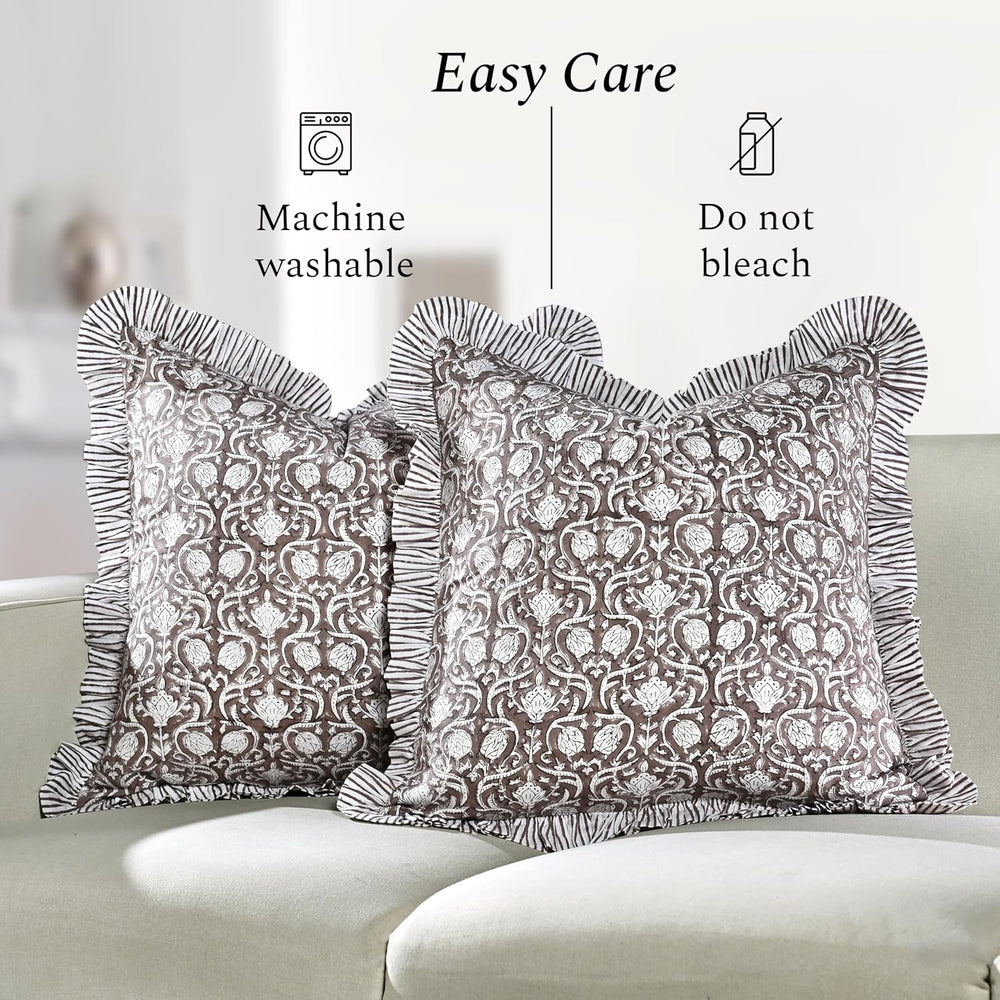 Ruffle Pillow Cover - Mocha Regal