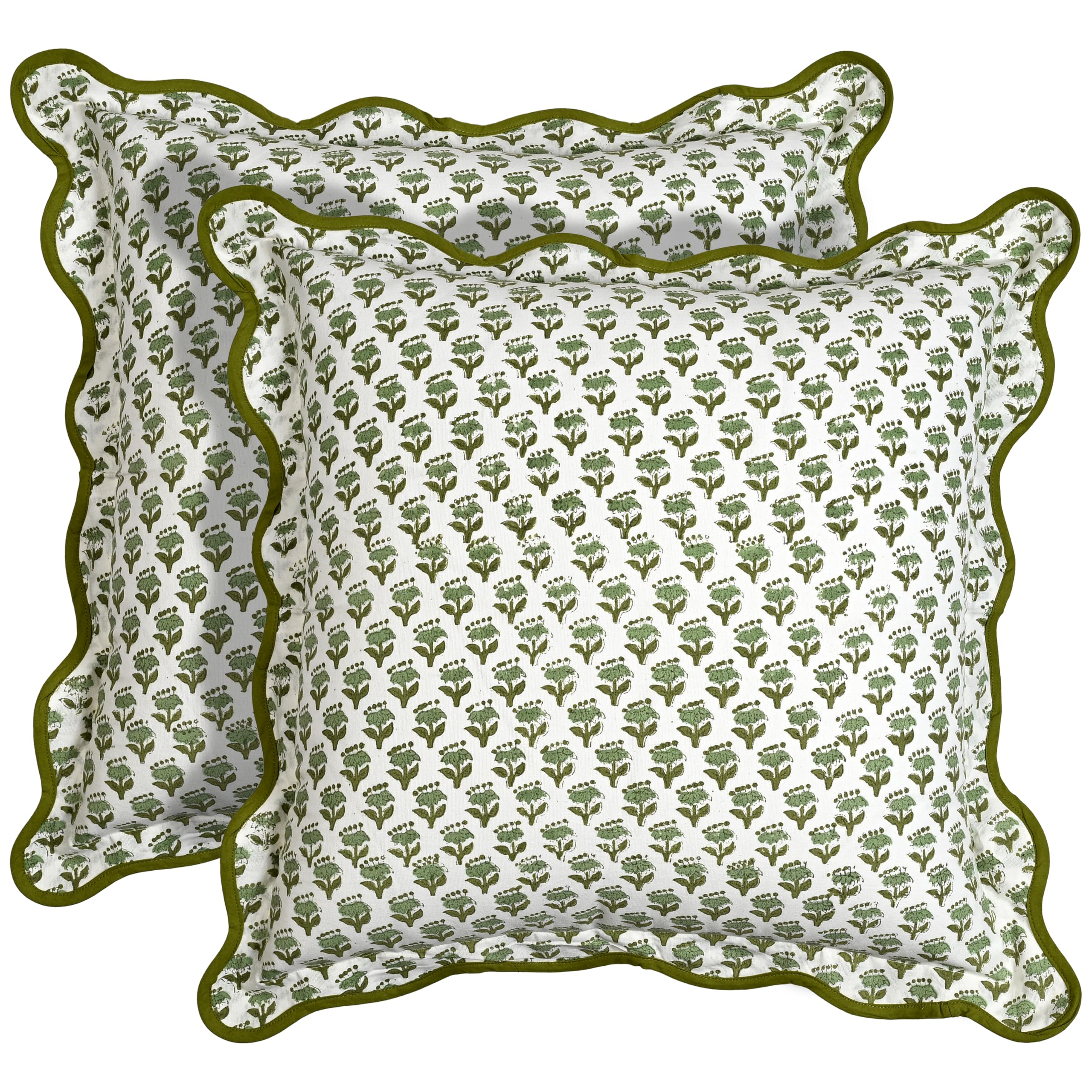 Scalloped Throw Pillow Covers - Emerald Green