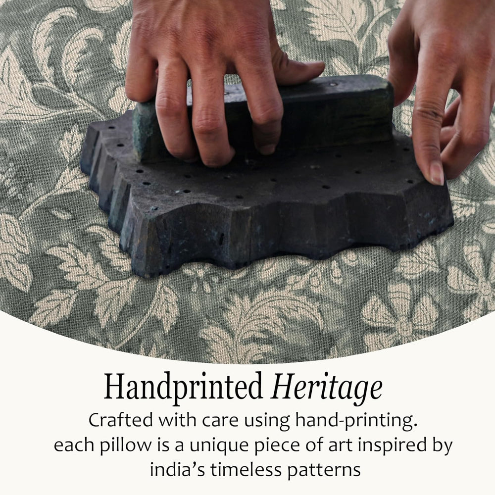 Pipping Pillow Cover - Green Ivy Botanical