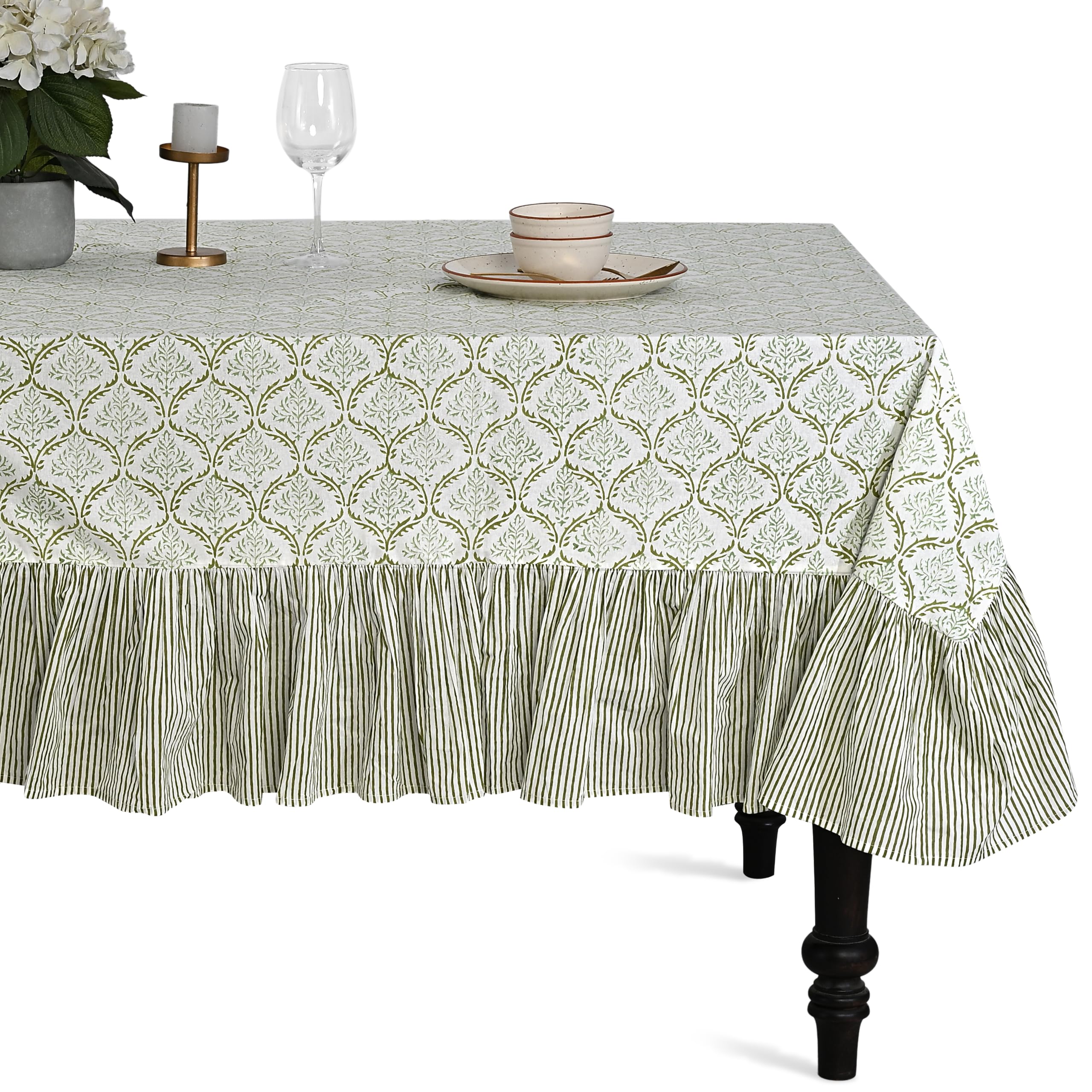 Cotton Ruffle Tablecloth - Fern Regal