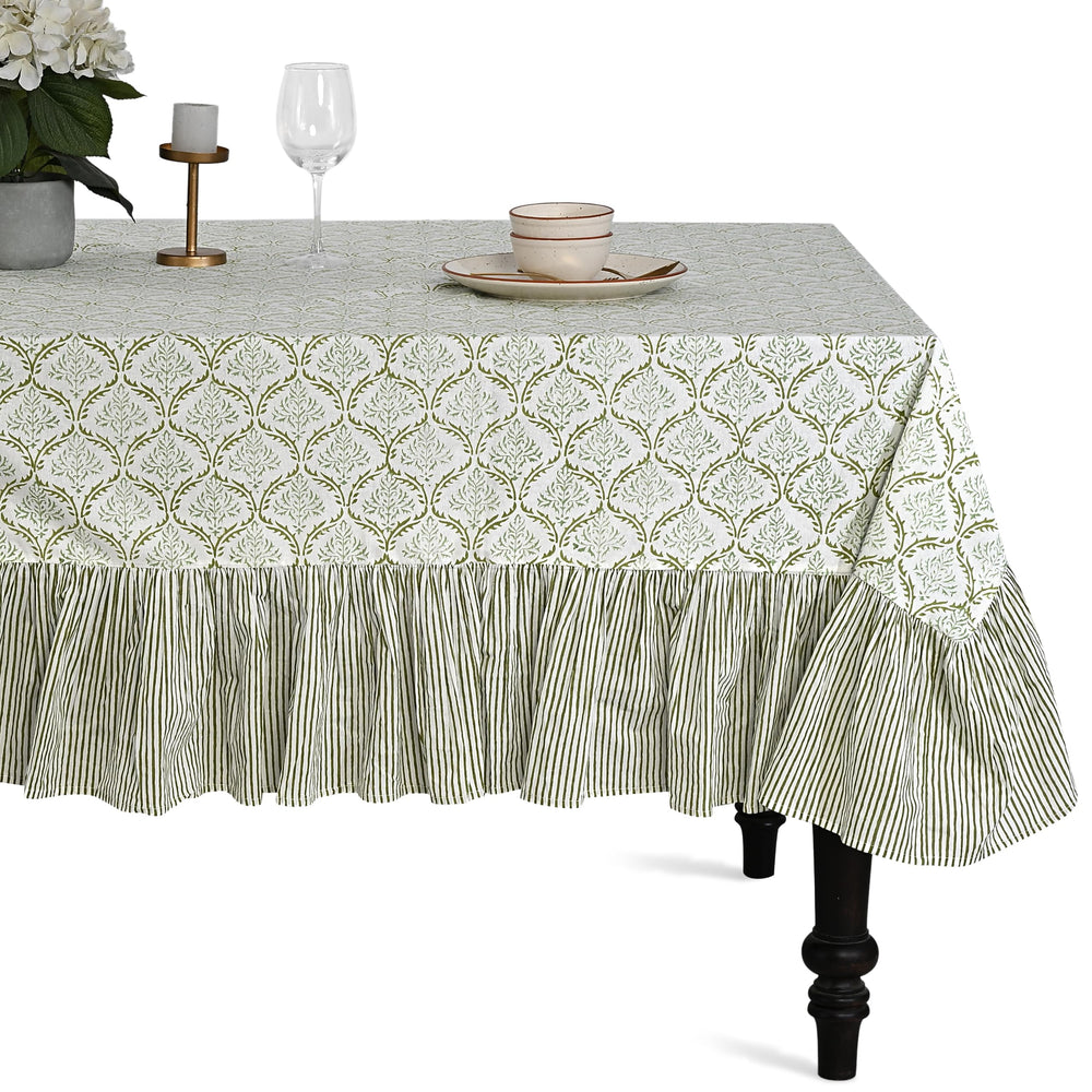 Cotton Ruffle Tablecloth - Fern Regal