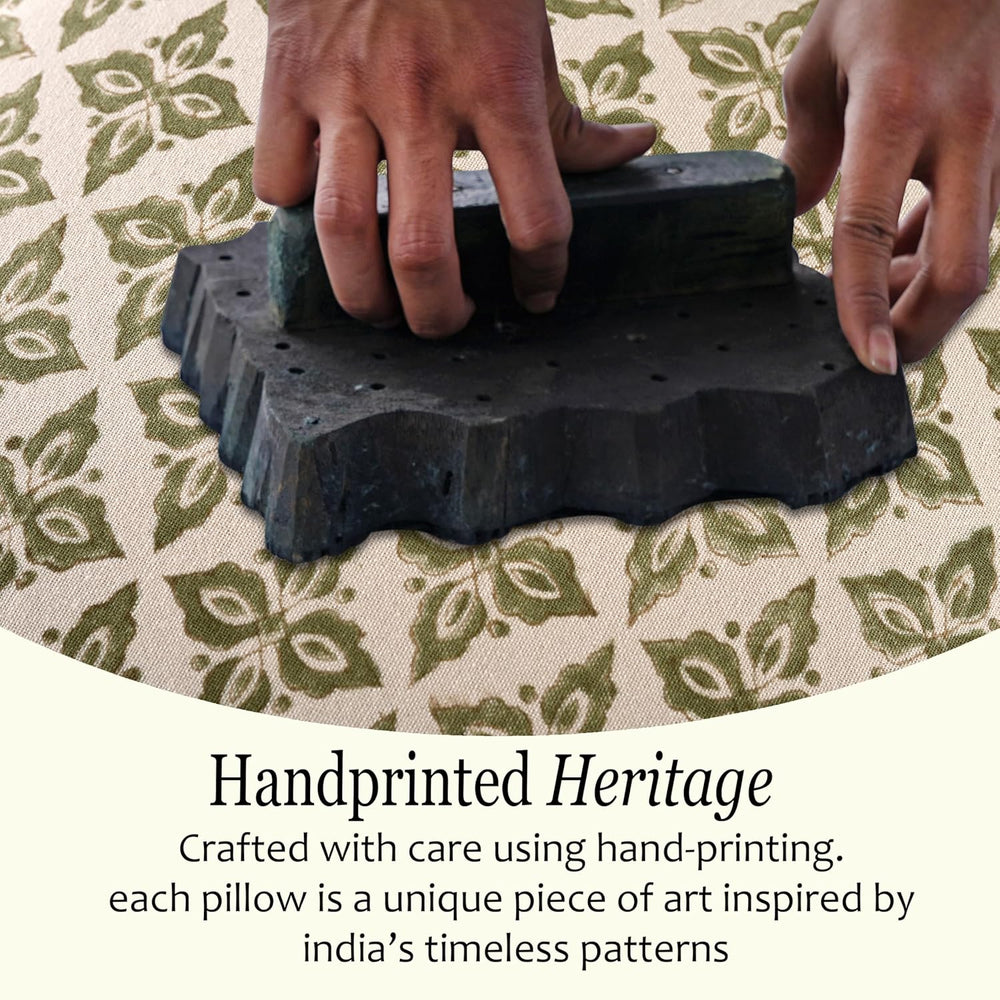 Pipping Pillow Cover - Rustic Sage Trellis