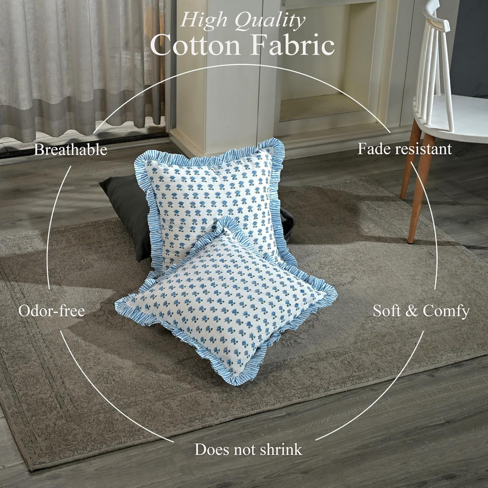 Ruffle Pillow Cover - Arctic Blue