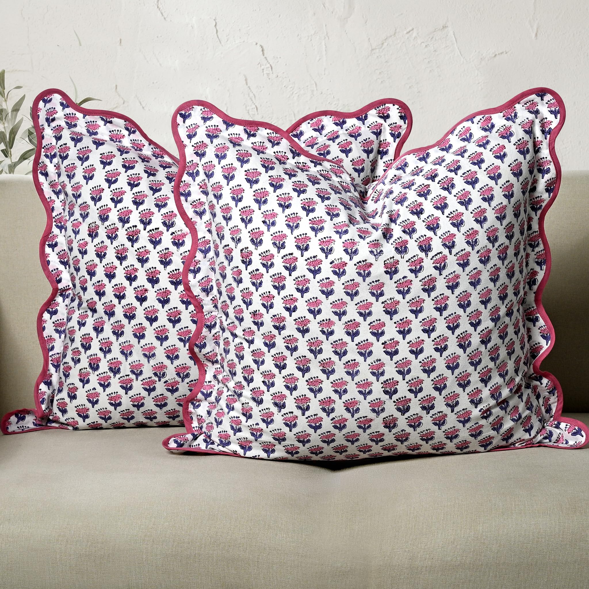 Scalloped Throw Pillow Covers - Pink Sapphire