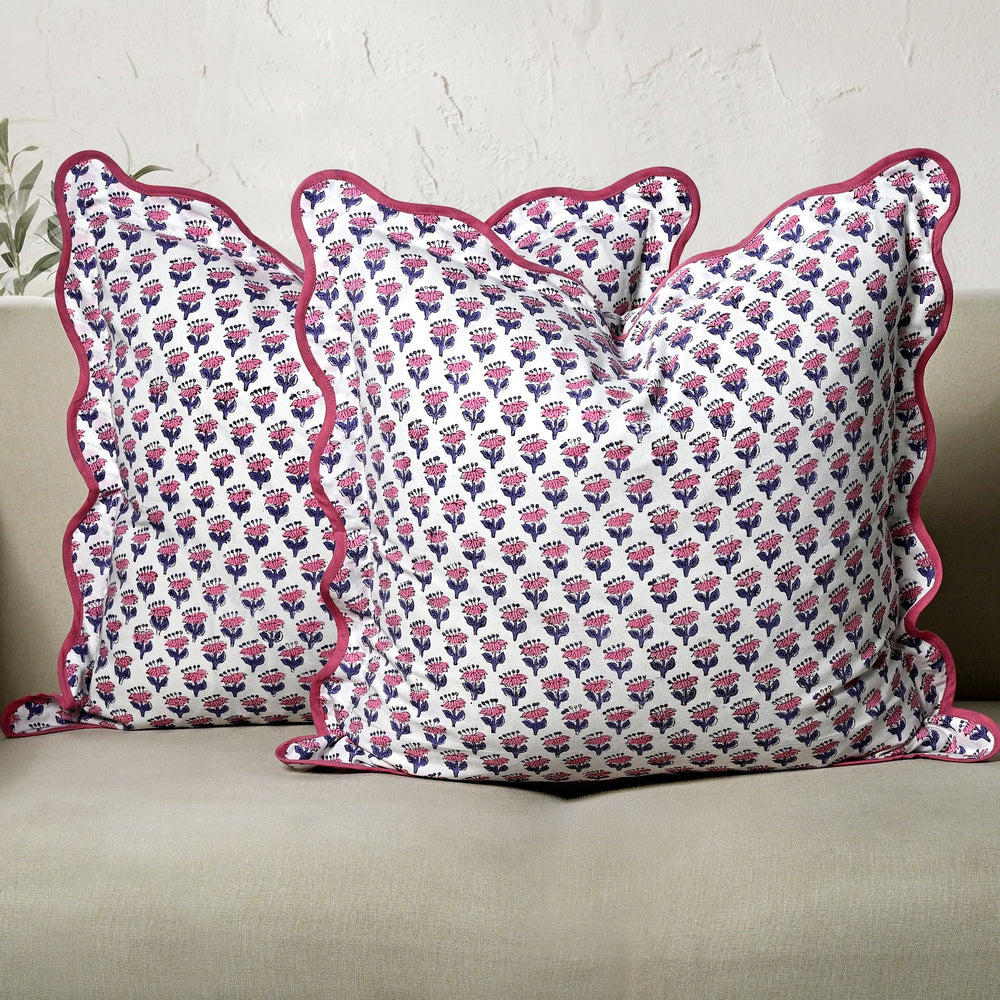 Scalloped Throw Pillow Covers - Pink Sapphire