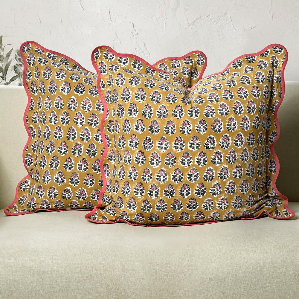 Scalloped Throw Pillow Covers - Yellow Citrine