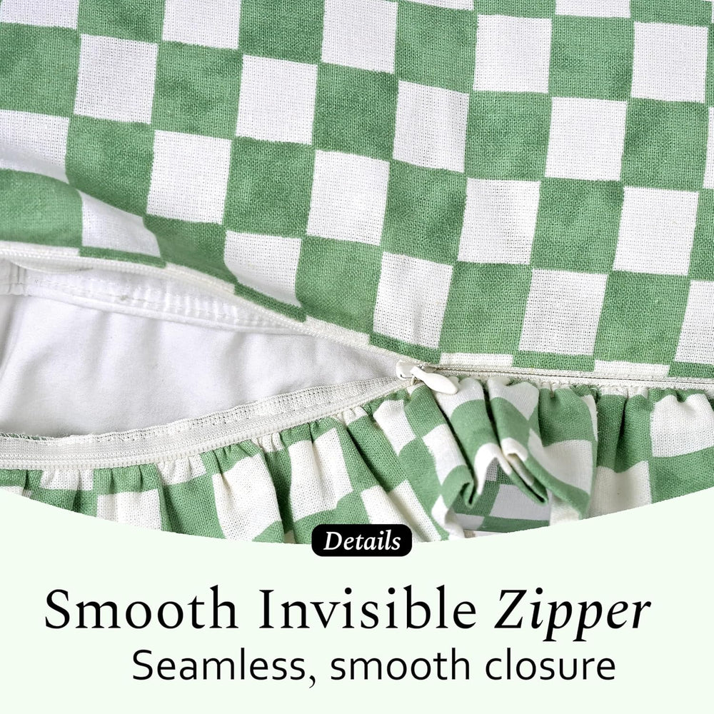 Ruffle Pillow Cover - Hunter Green Gingham