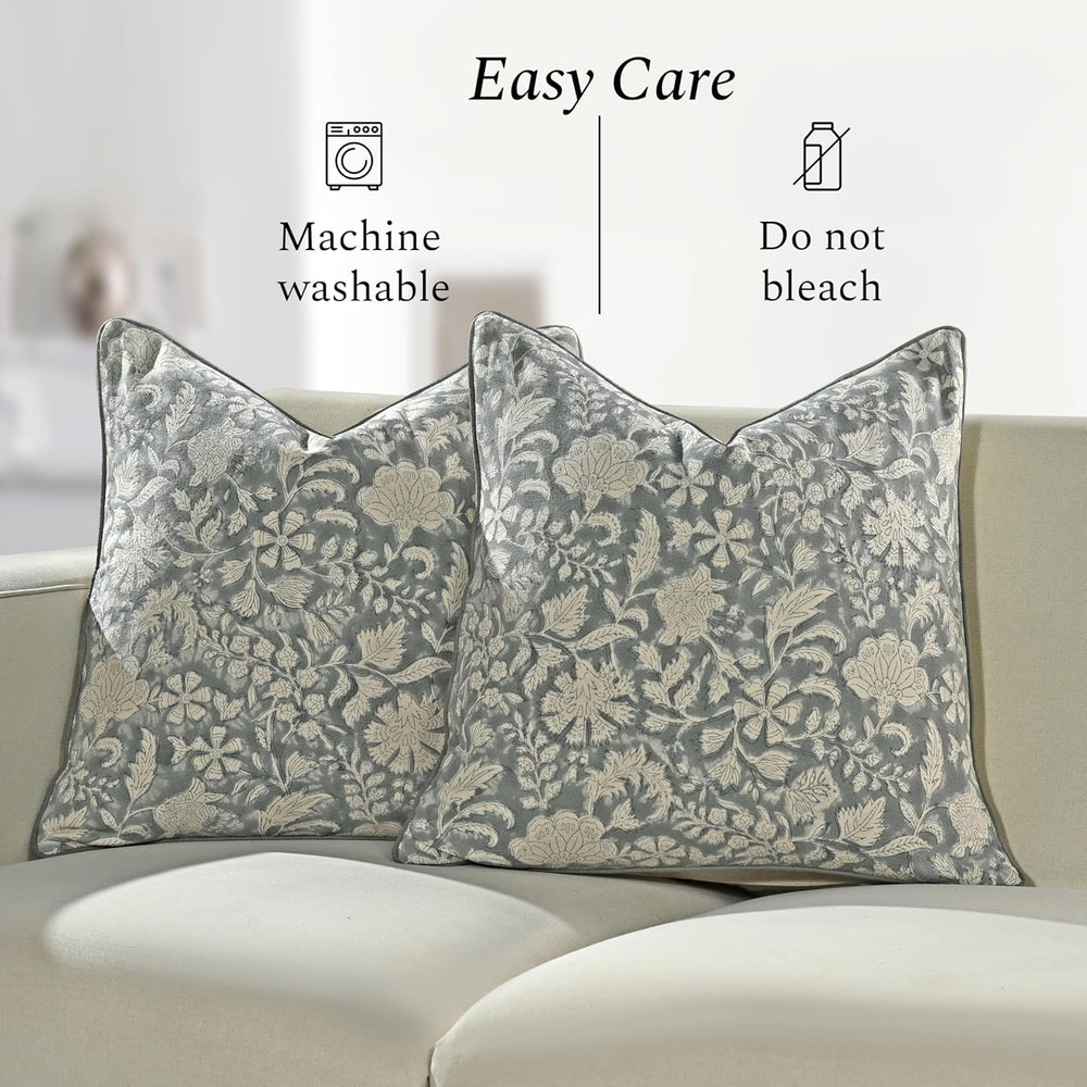 Pipping Pillow Cover - Green Ivy Botanical