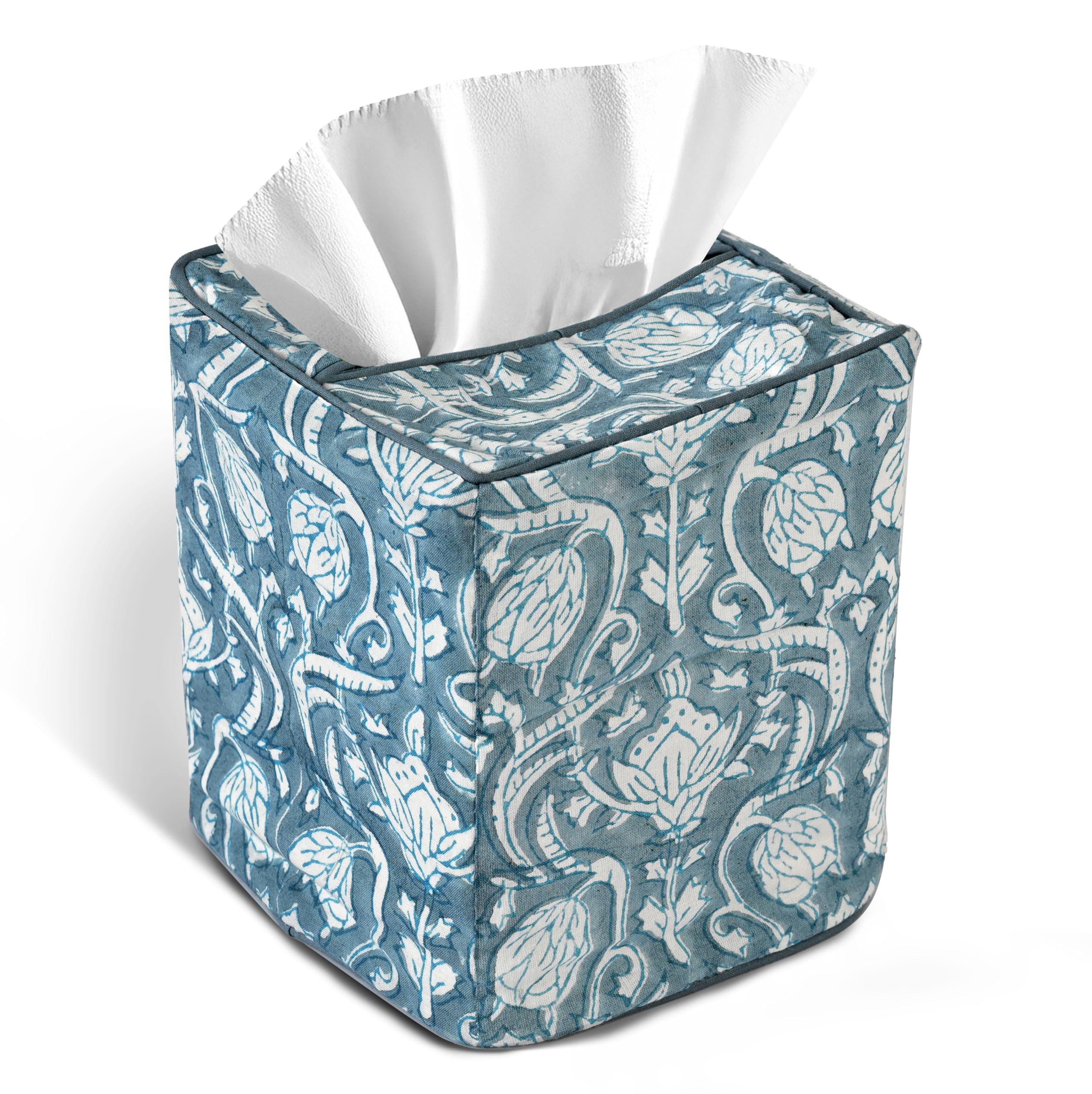Cotton Tissue Box Cover - Azure Regal
