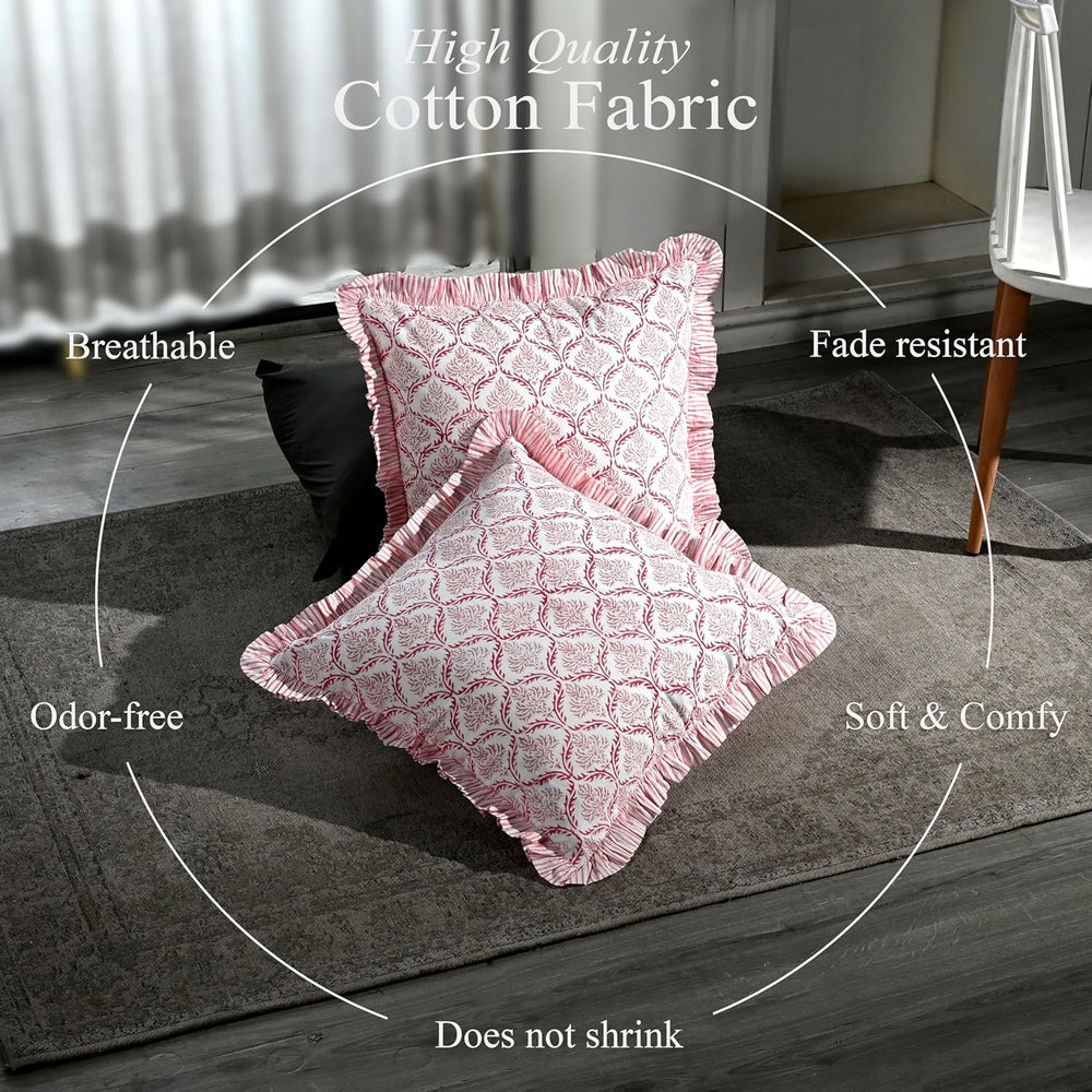 Ruffle Pillow Cover - Blush Rose