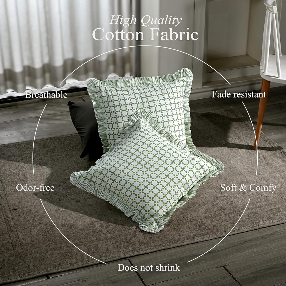 Ruffle Pillow Cover - Kelly Green