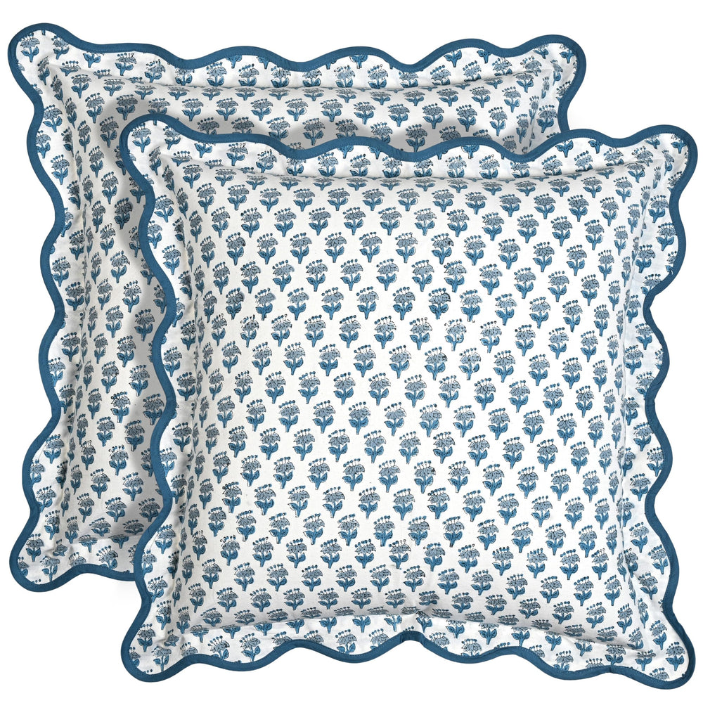 Scalloped Throw Pillow Covers - Apatite Blue