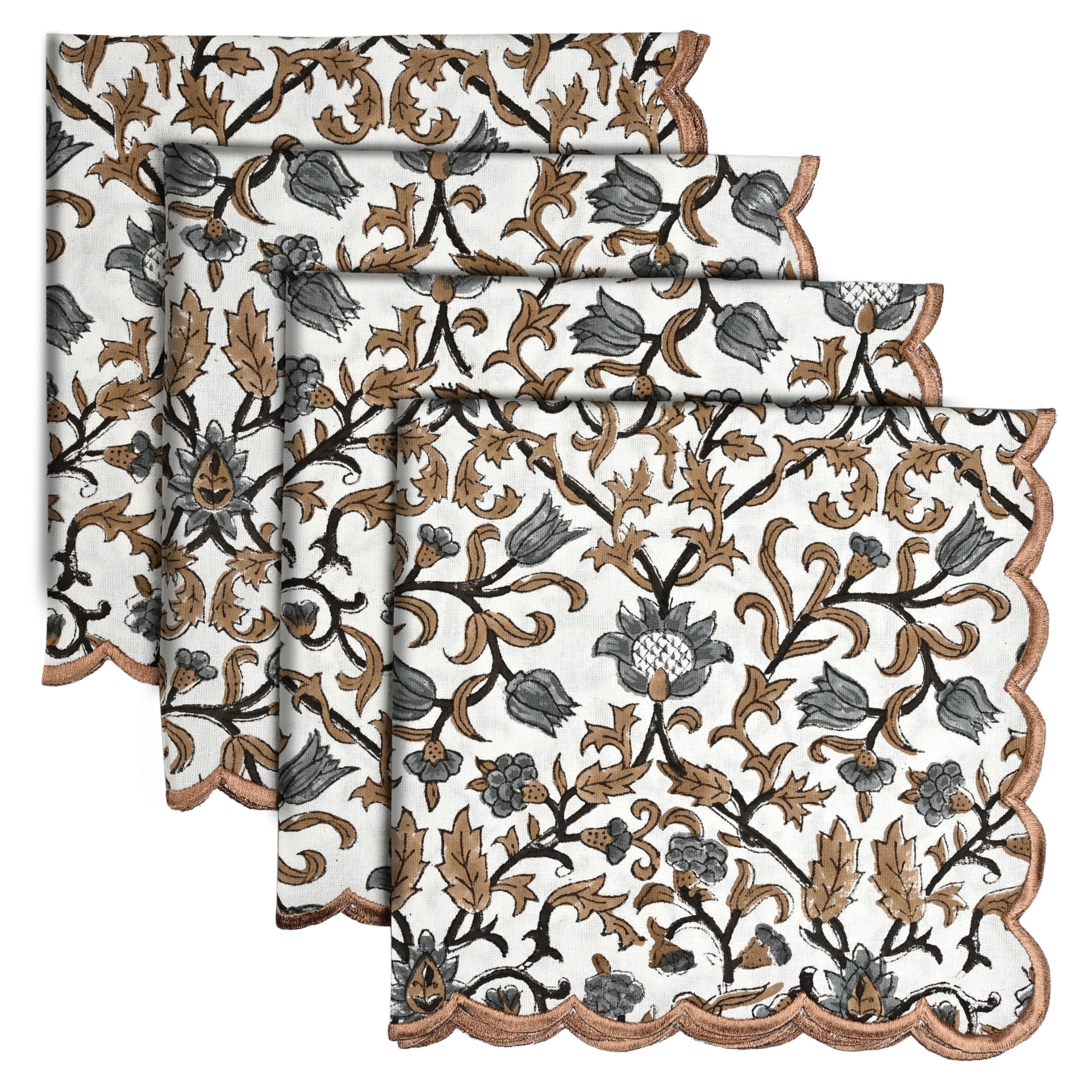 Cotton Embroidery Napkins - Autumn Vine