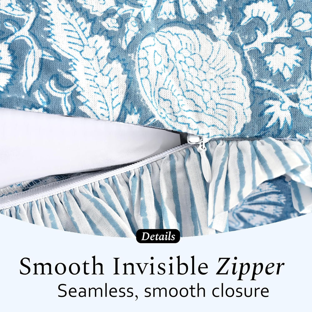 Ruffle Pillow Cover - Blue Meadow