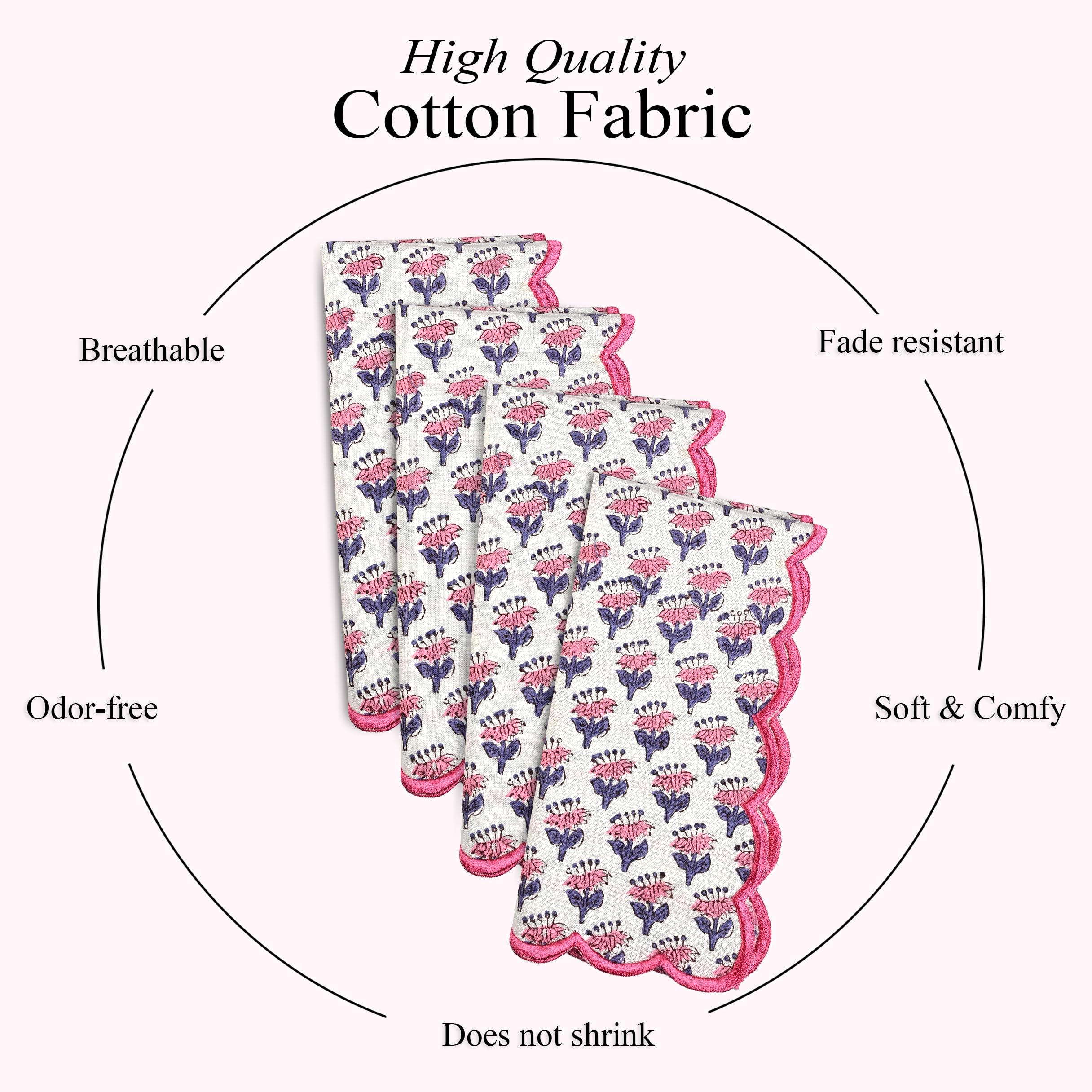 Cotton Embroidery Napkins - Pink Sapphire