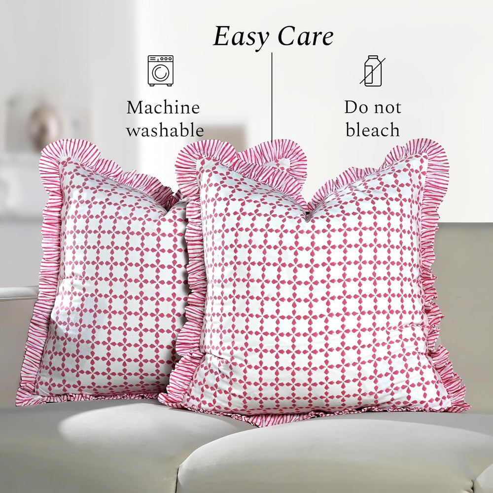 Ruffle Pillow Cover - Magenta Pink
