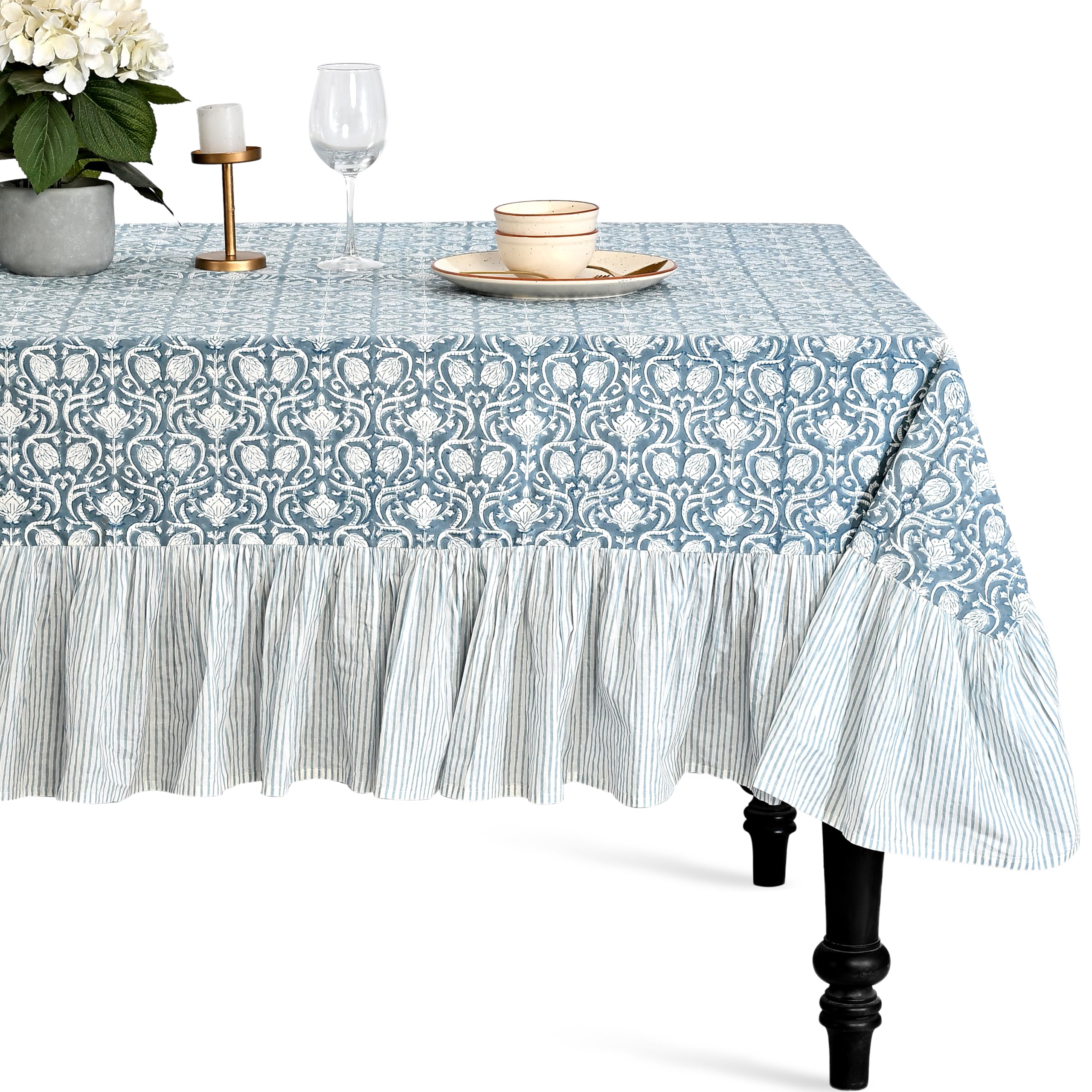 Cotton Ruffle Tablecloth - Azure Regal