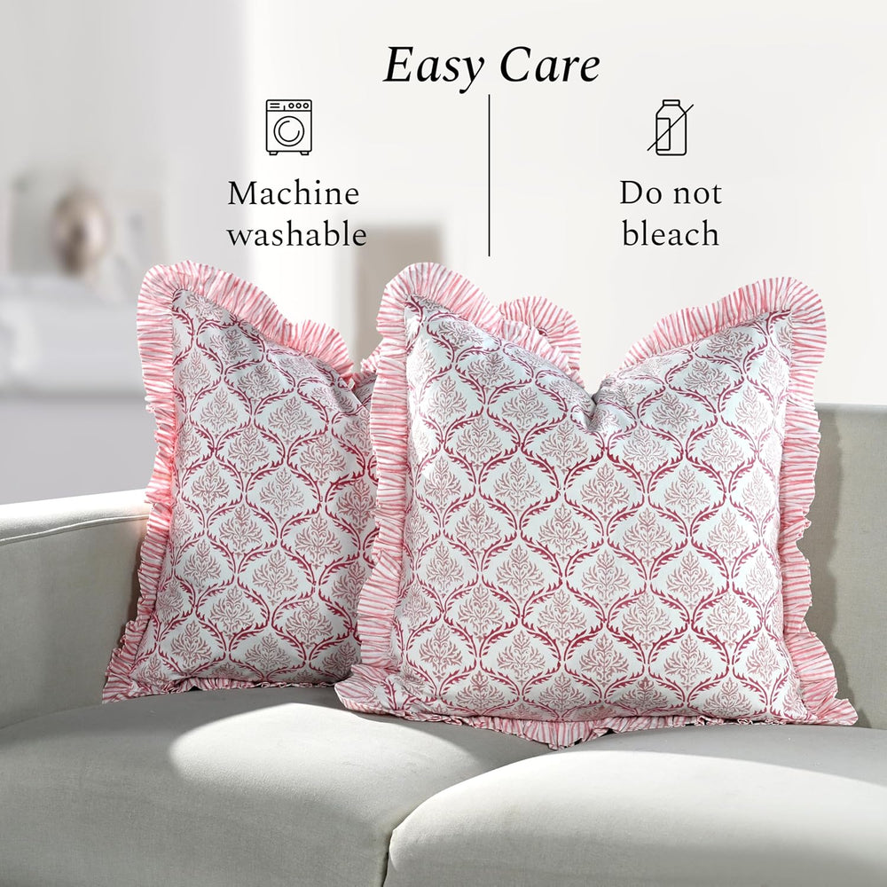 Ruffle Pillow Cover - Blush Rose