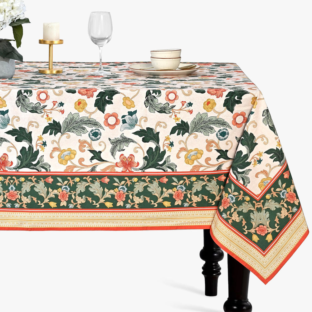 Cotton Printed Tablecloth - Camellia Green