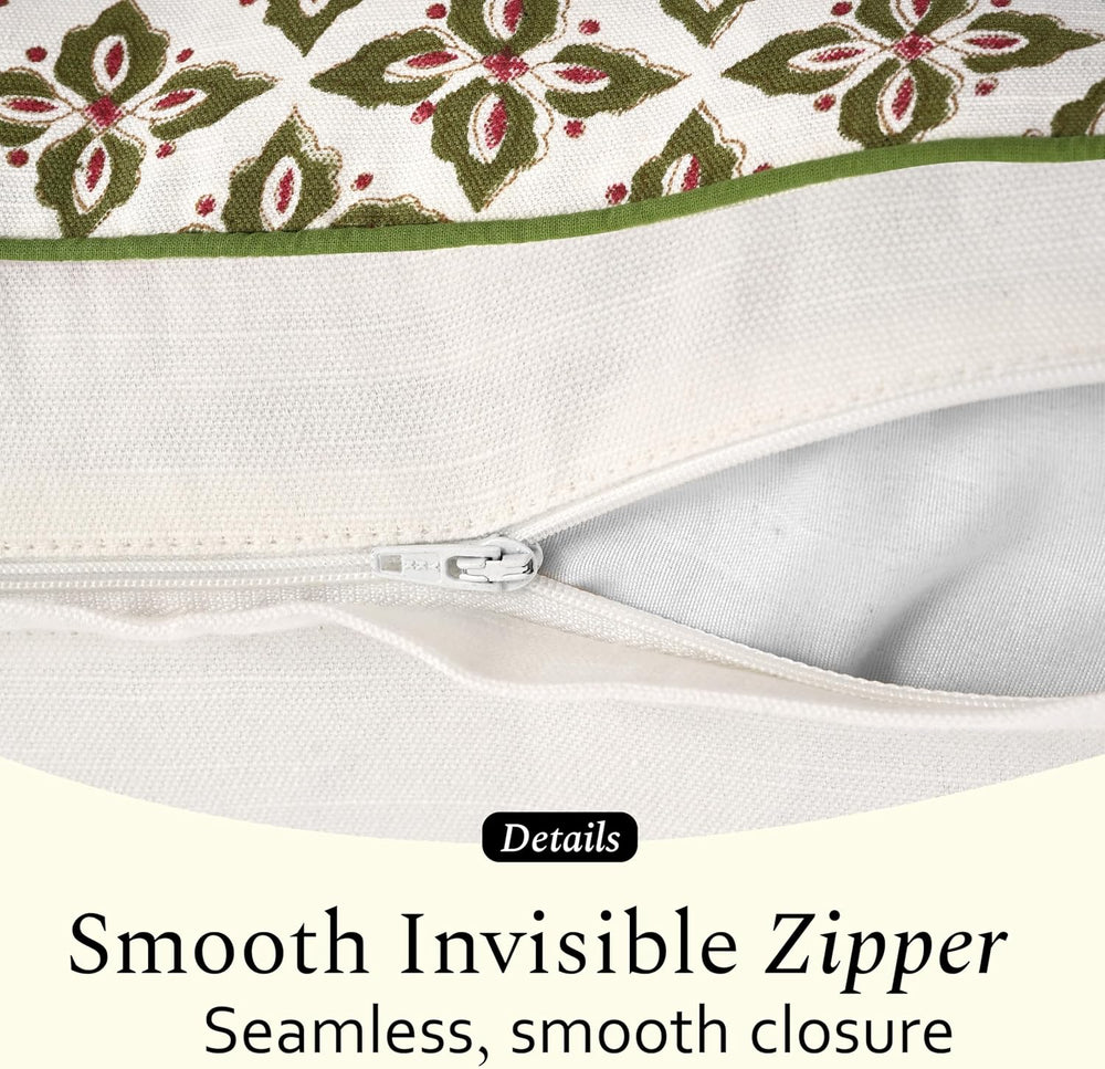 Pipping Pillow Cover - Farmhouse Verde Trellis