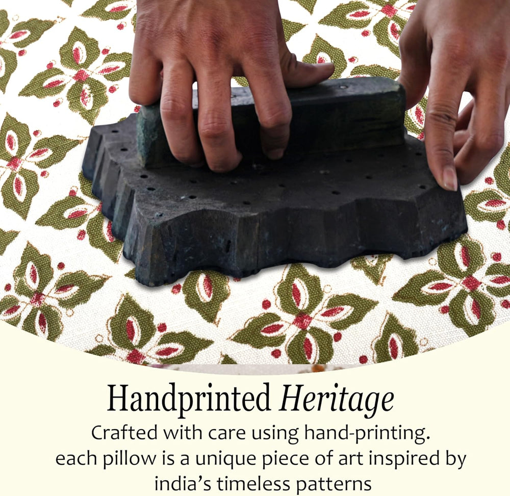 Pipping Pillow Cover - Farmhouse Verde Trellis