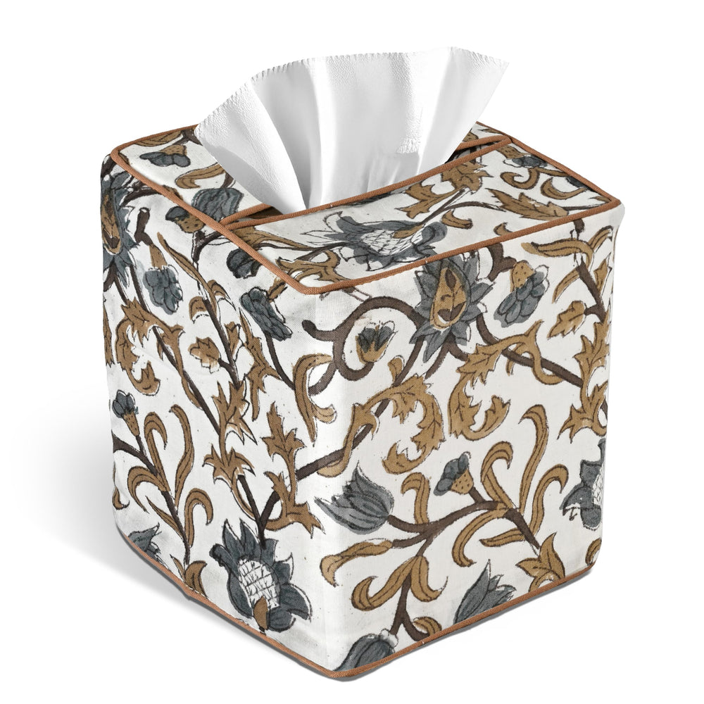 Cotton Tissue Box Cover - Autumn Vine