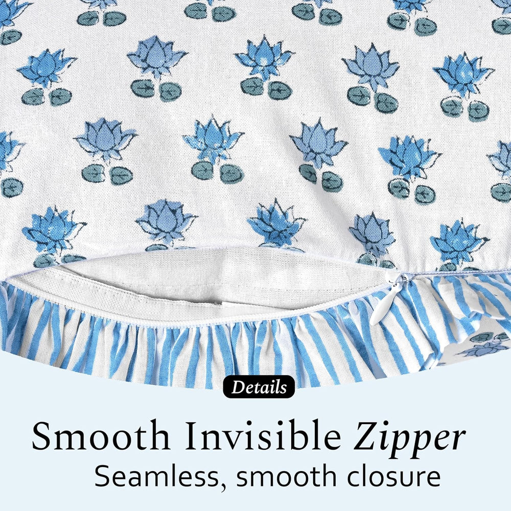 Ruffle Pillow Cover - Arctic Blue
