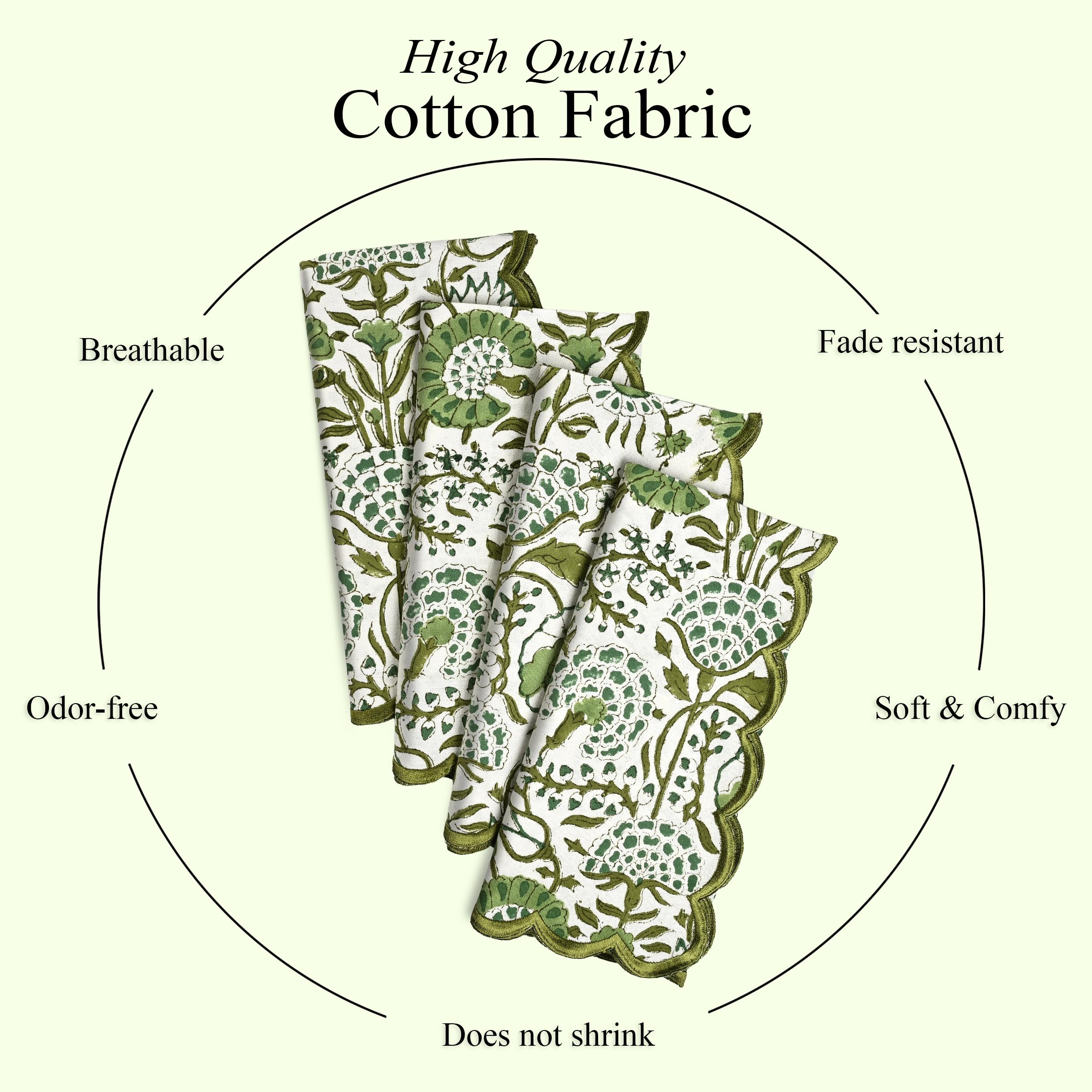 Cotton Embroidery Napkins - Agate Green