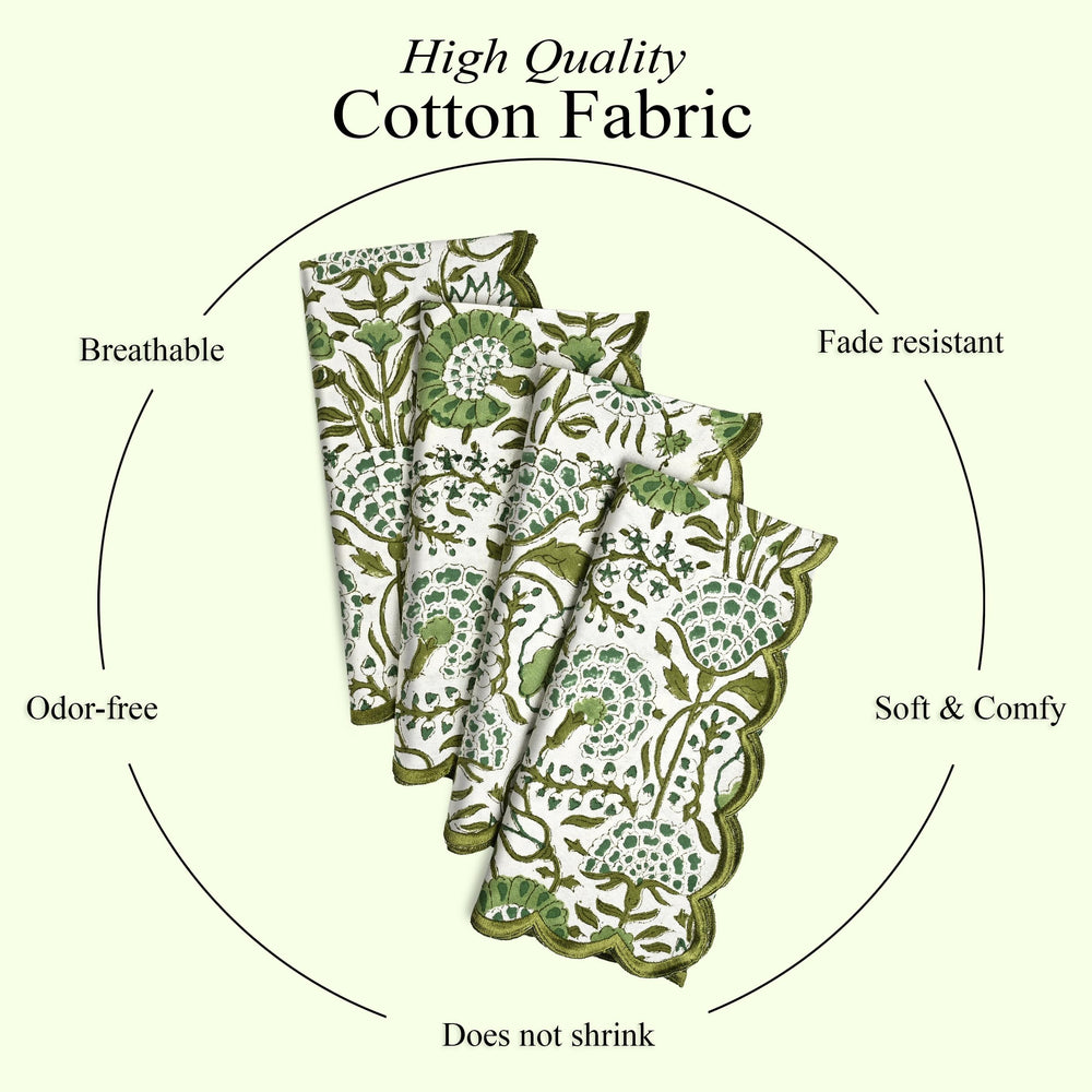 Cotton Embroidery Napkins - Agate Green