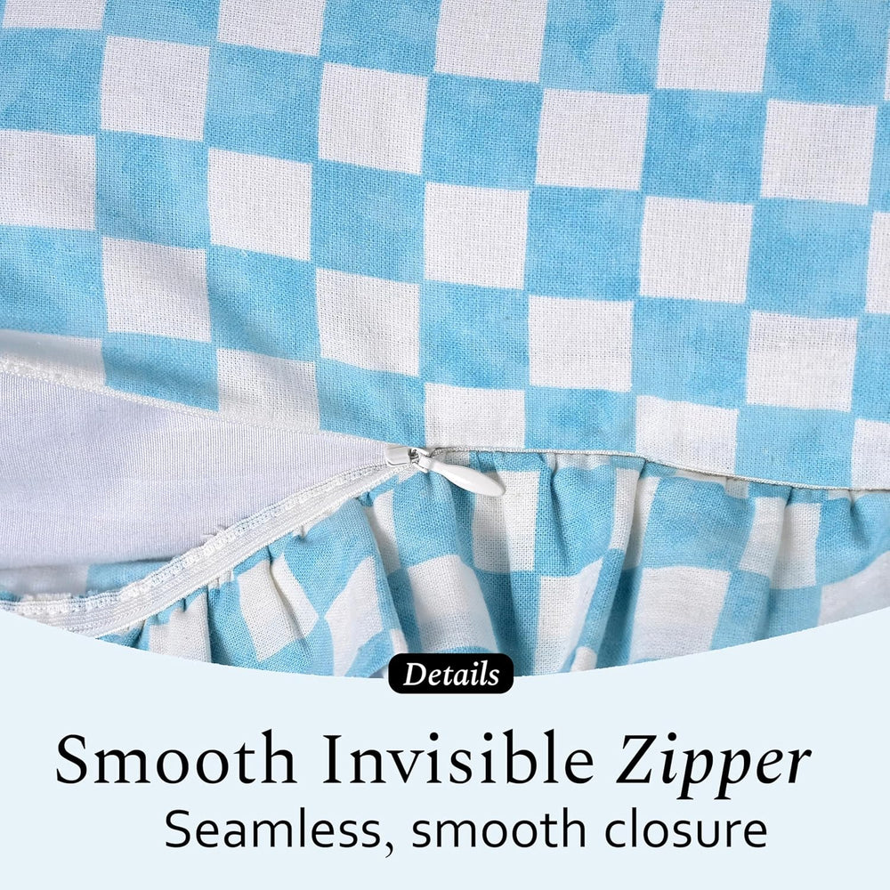 Ruffle Pillow Cover - Coastal French Blue Gingham
