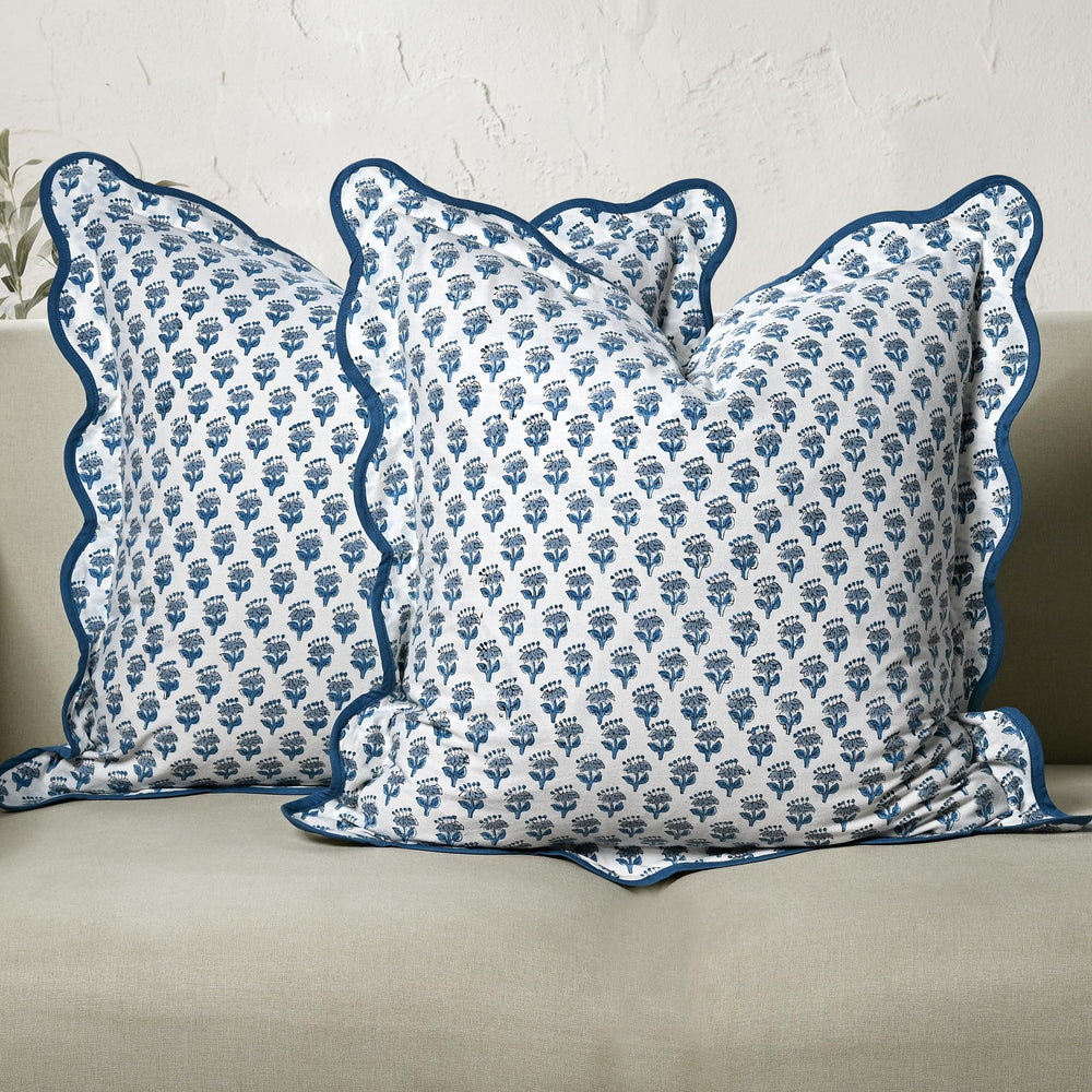 Scalloped Throw Pillow Covers - Apatite Blue