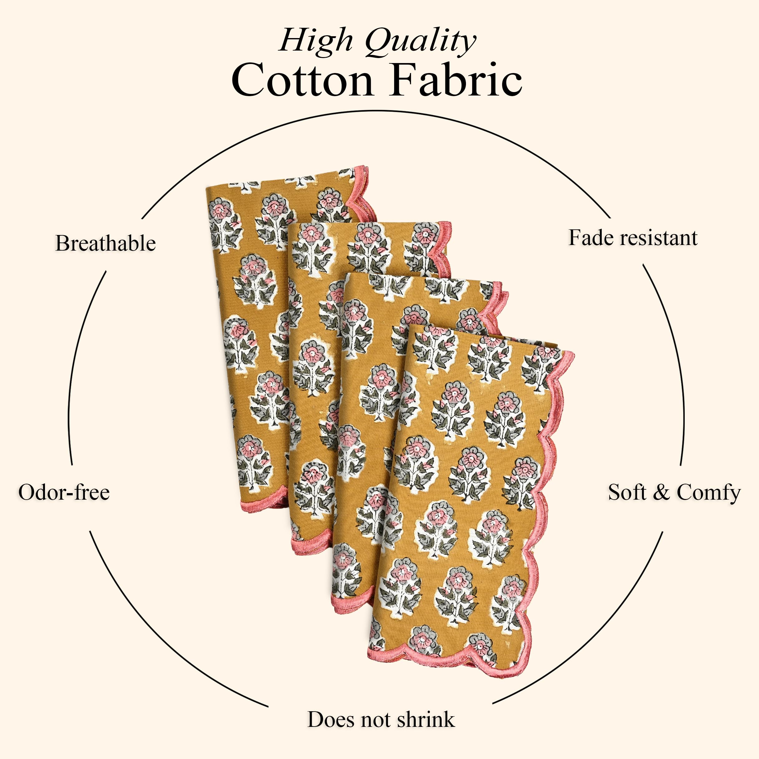 Cotton Embroidery Napkins - Citrine Yellow