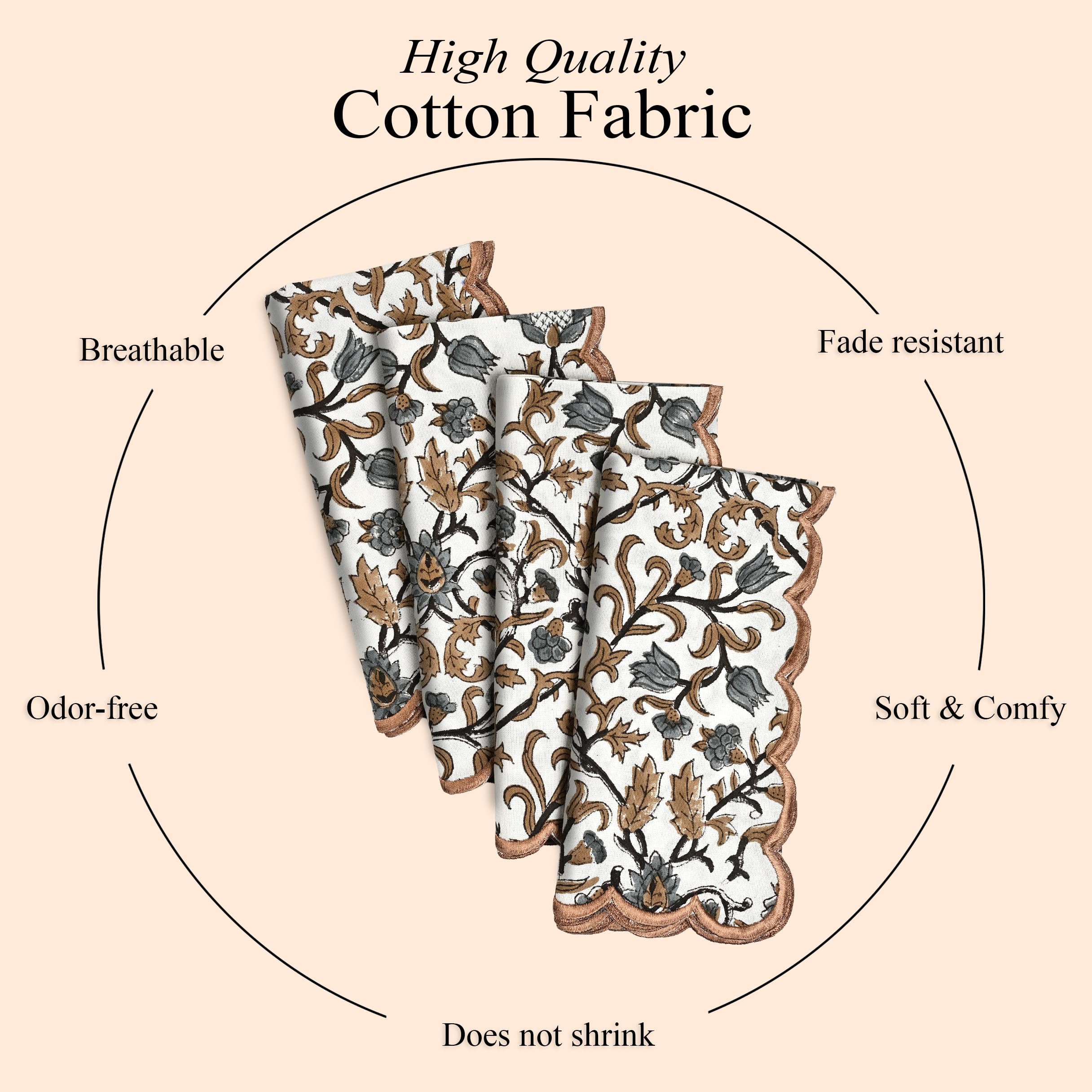 Cotton Embroidery Napkins - Autumn Vine