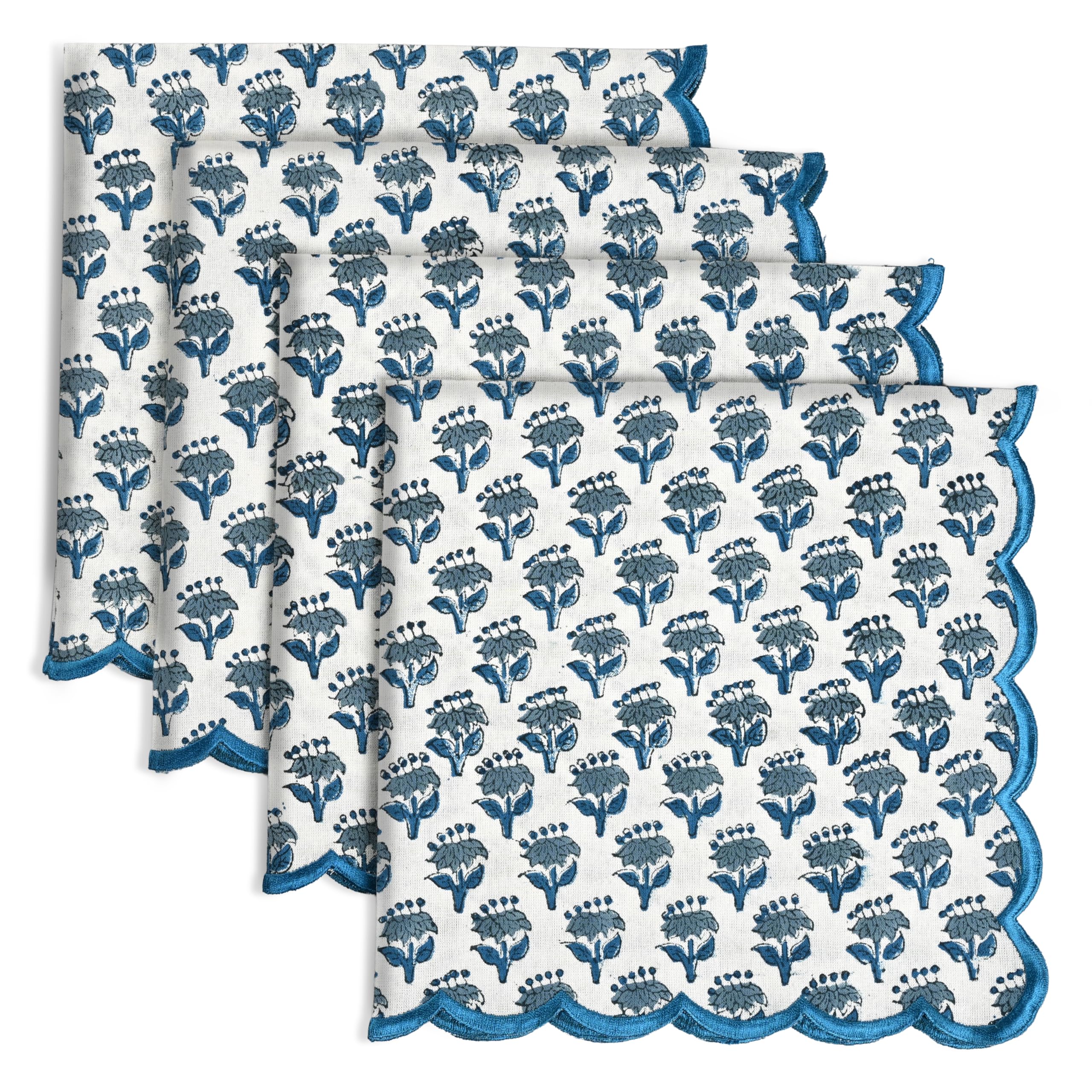 Cotton Embroidery Napkins - Apatite Blue