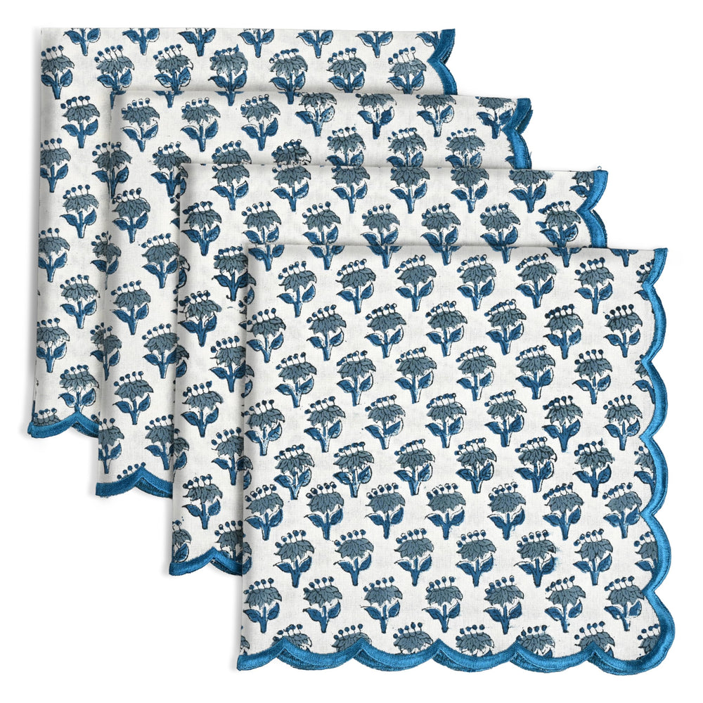 Cotton Embroidery Napkins - Apatite Blue