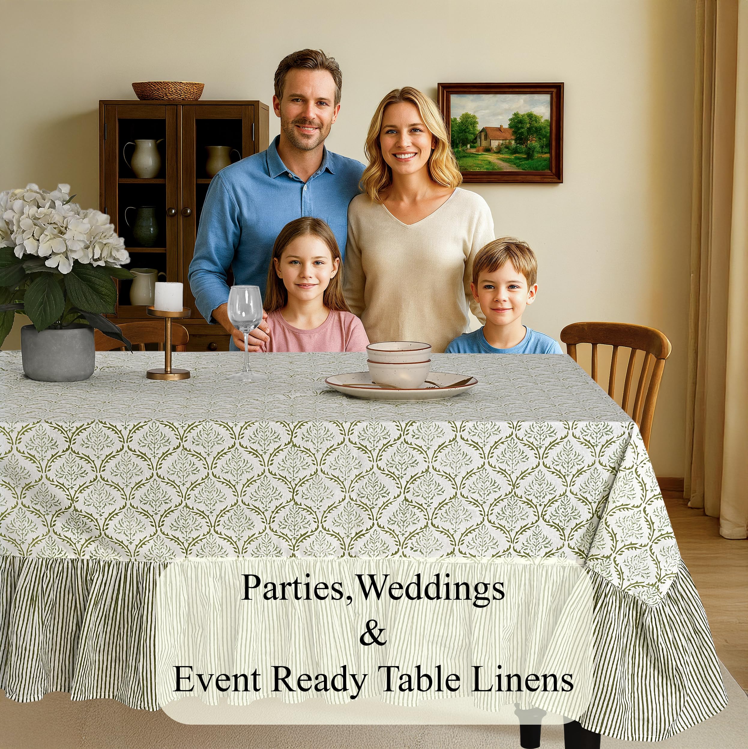 Cotton Ruffle Tablecloth - Fern Regal