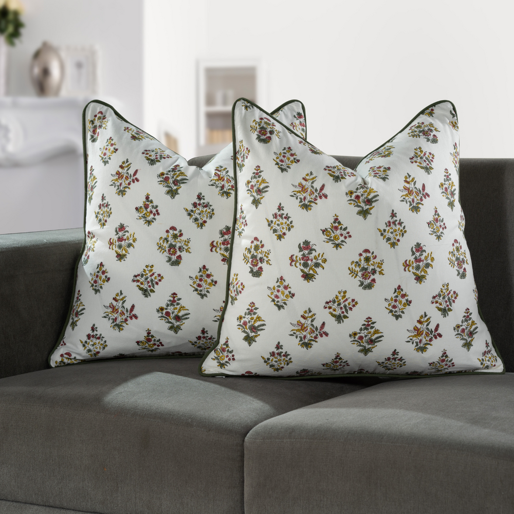 Piping Throw Pillow Covers - Forest Green (Set of 2)
