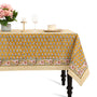 yellow washable cotton tablecloth with floral print