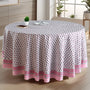 pink and white floral indian 100% cotton breathable round tablecloth