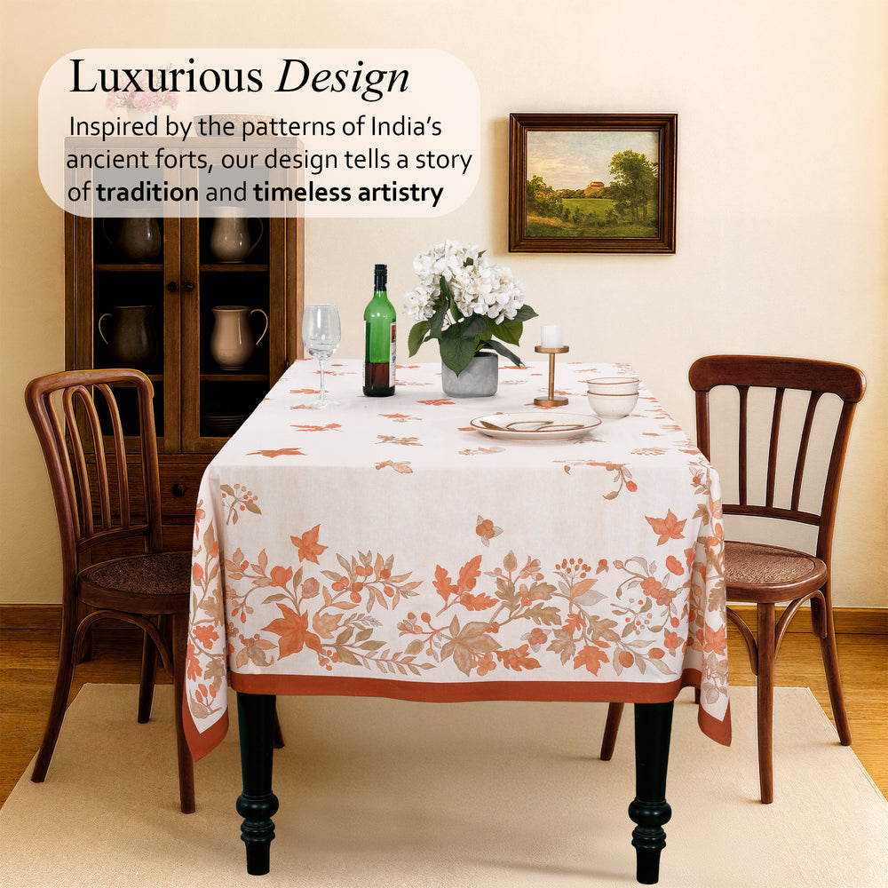 Cotton Printed Tablecloth - Fall Botanical Brown