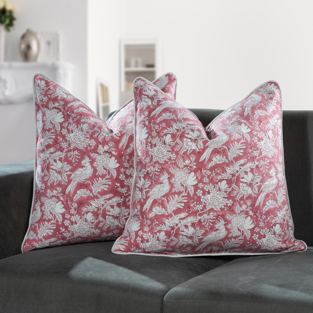Piping Throw Pillow Covers - Coral Pink (Set of 2)