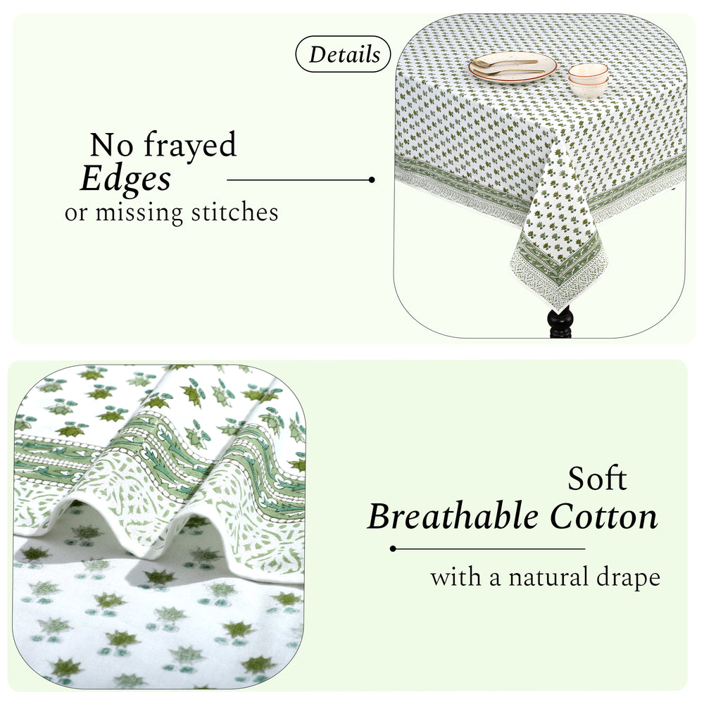 Cotton Block Print Tablecloth – Lotus Meadow